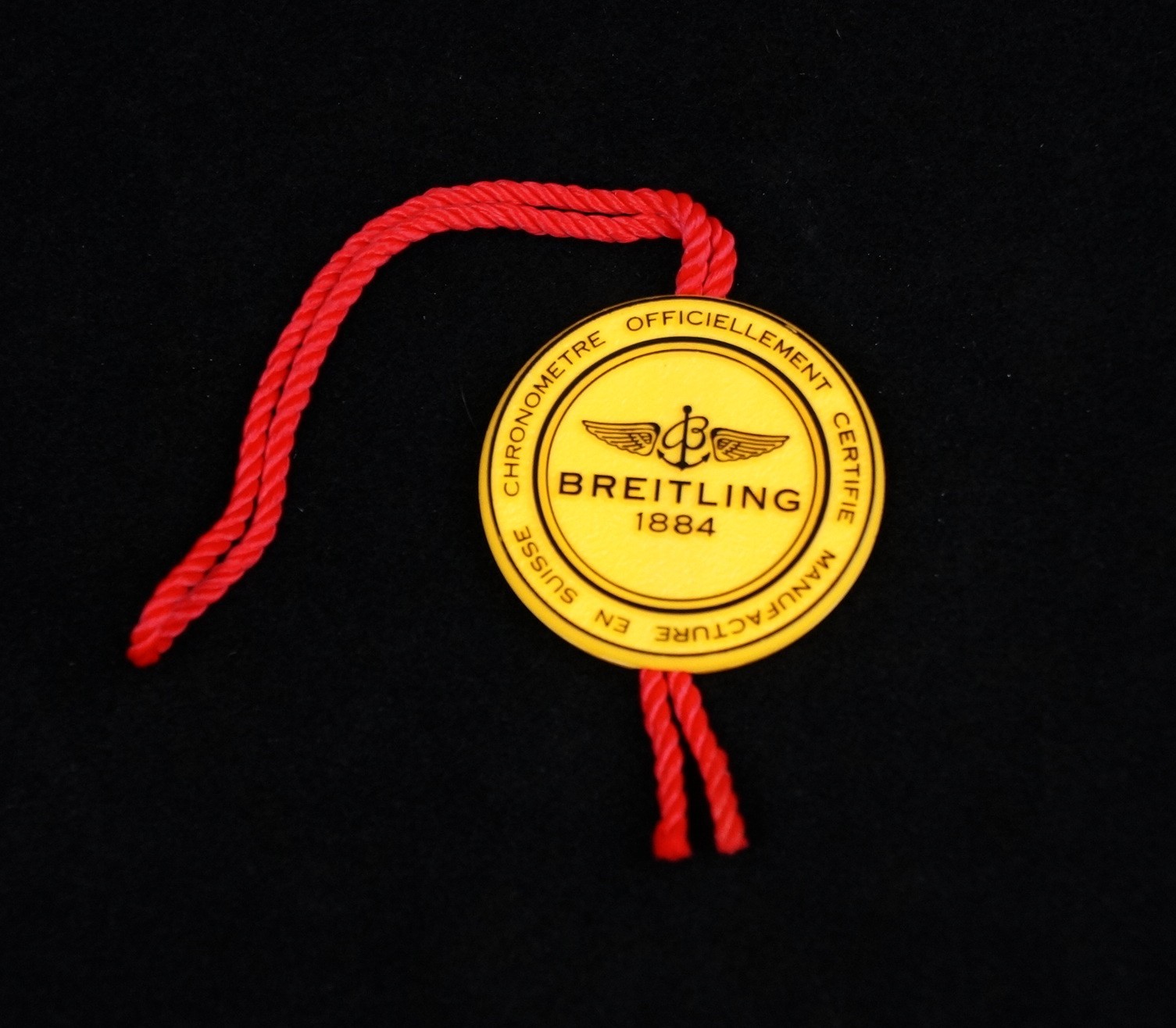 Genuine Breitling Certified Chronometer Watch Yellow Hang Tag Original