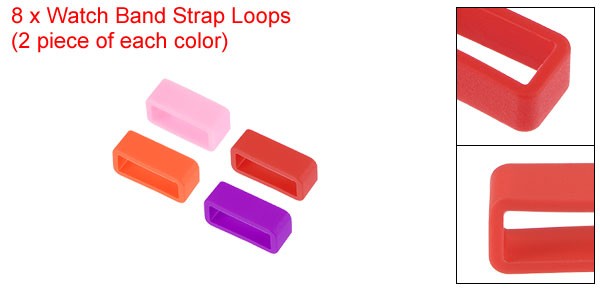 Watch Band Strap, Rubber Watch Loop for 16mm Width Watch Band 4 Color 8 Pcs
