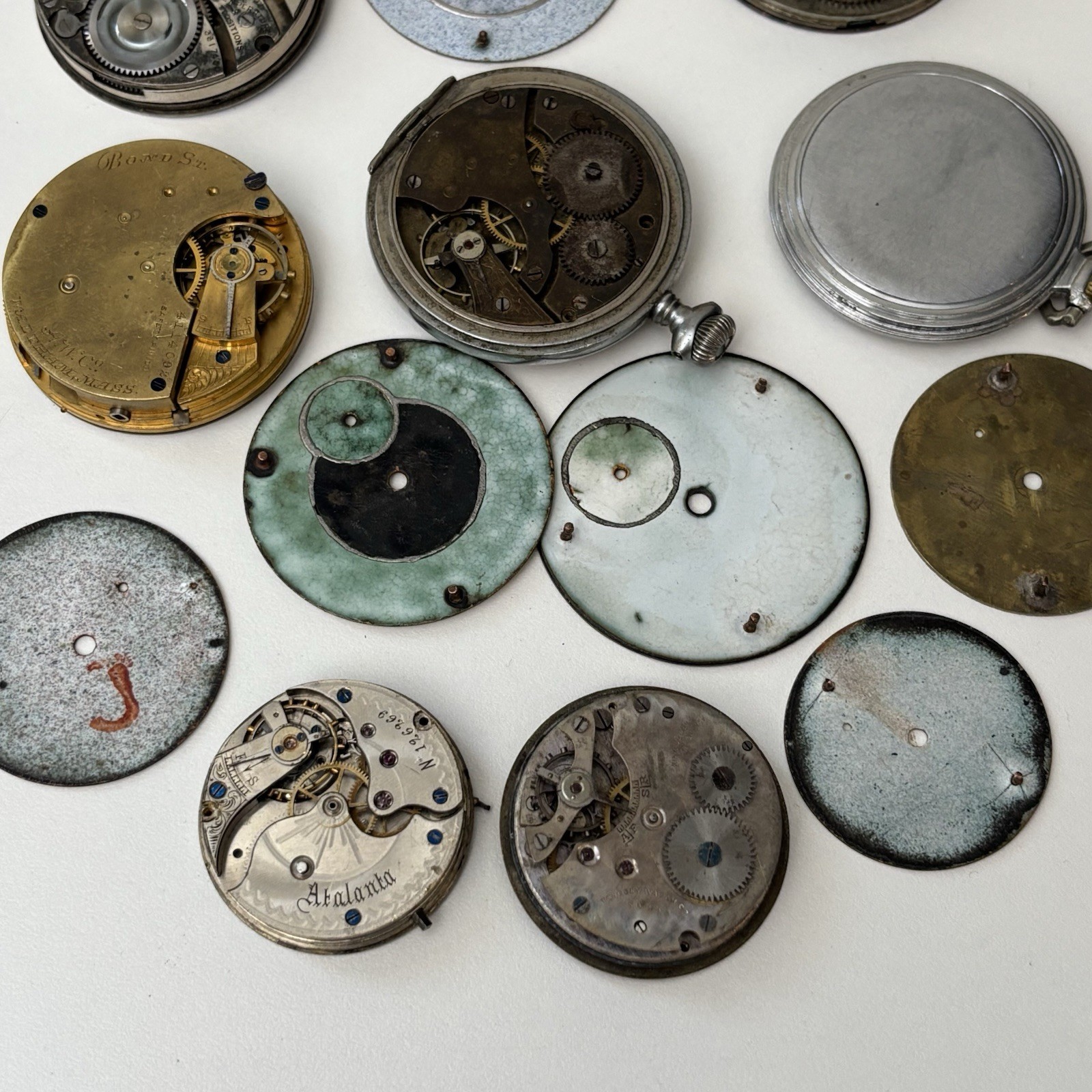 Vintage Hartford Pocket Watch Estate Repair Parts Bulk Lot Movement Dial Hampden