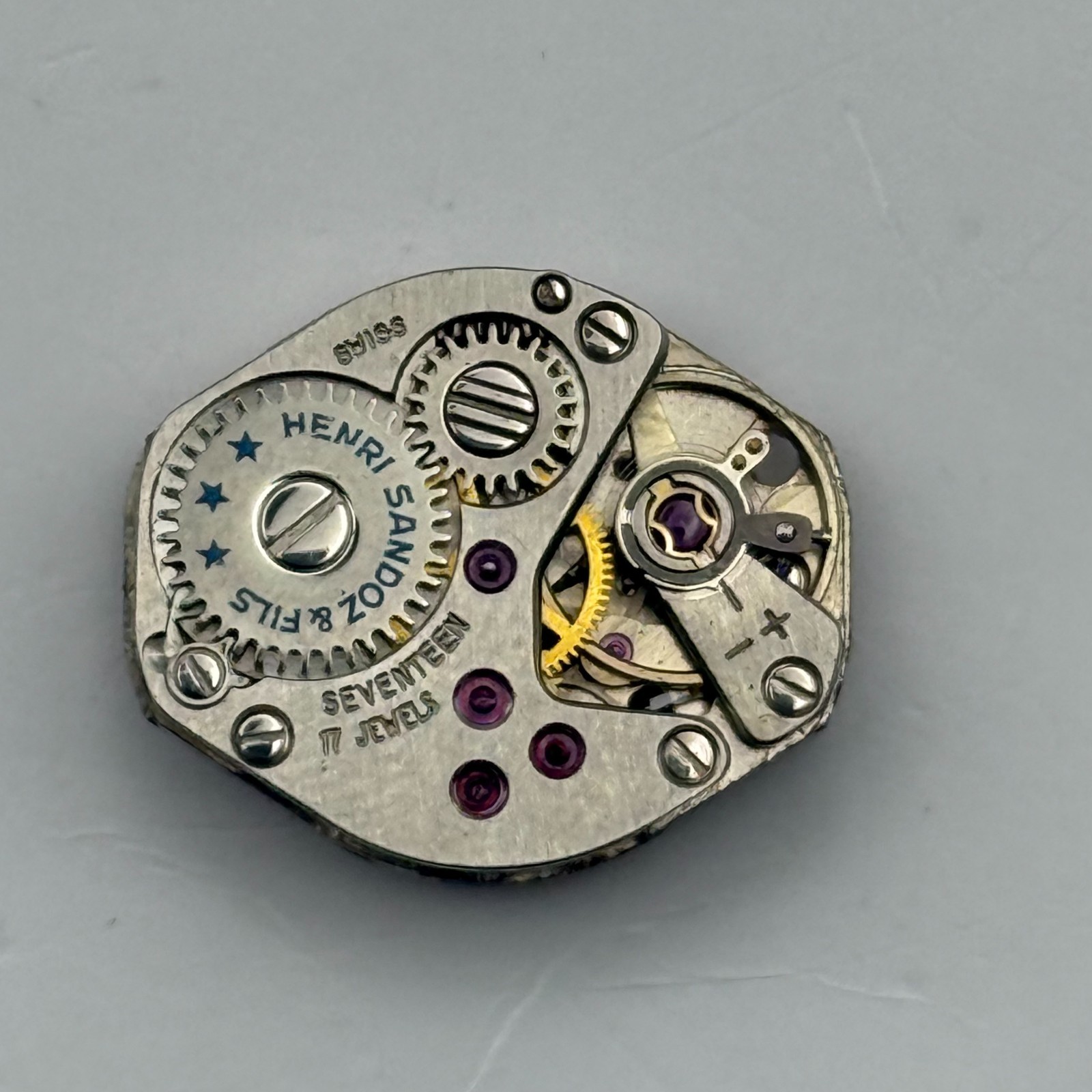 FHF 69 Watch Movement Everite 17 Jewels Swiss Manual Wind Parts Repair 15.3mm