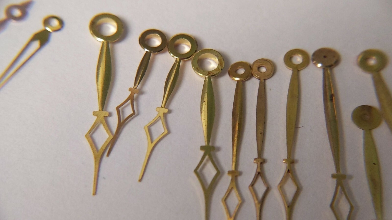 set of 10 diamond yellow watch hands. pocket watch hands variety assortment