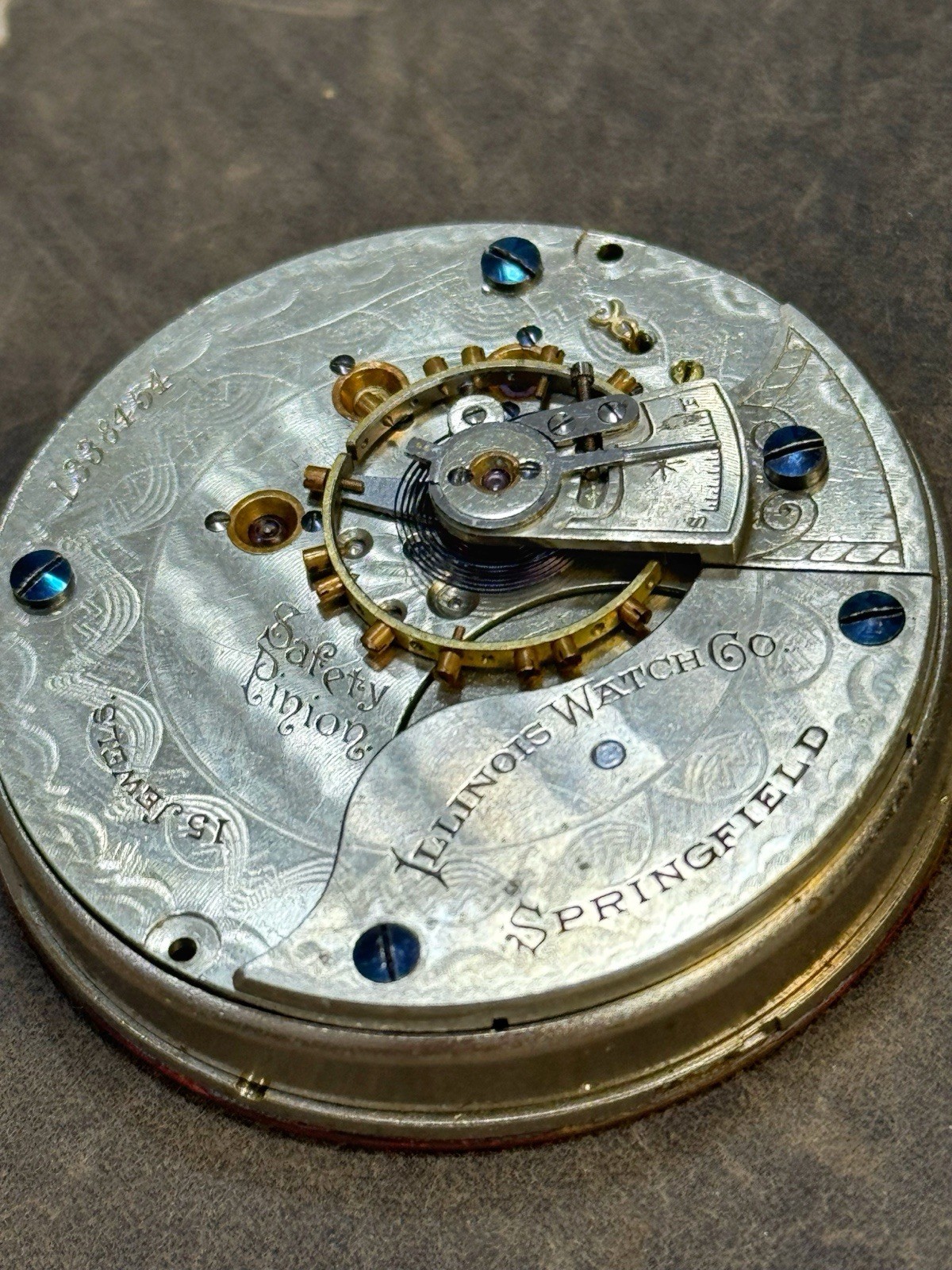 Antique Illinois Watch Company Springfield American Pocket Watch Movement Repair