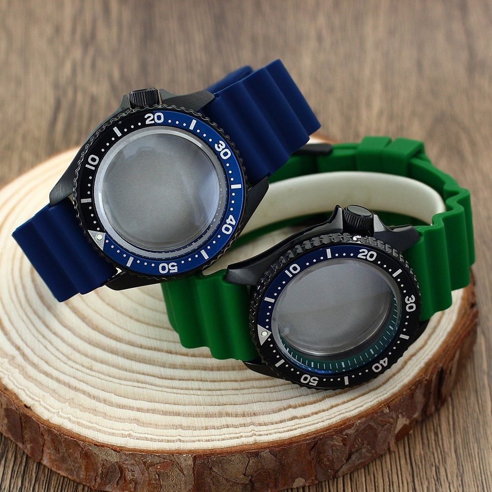42.5mm Black Steel 10ATM Watch Case Strap Modify SKX007 Mod Sapphire Fit NH35 36