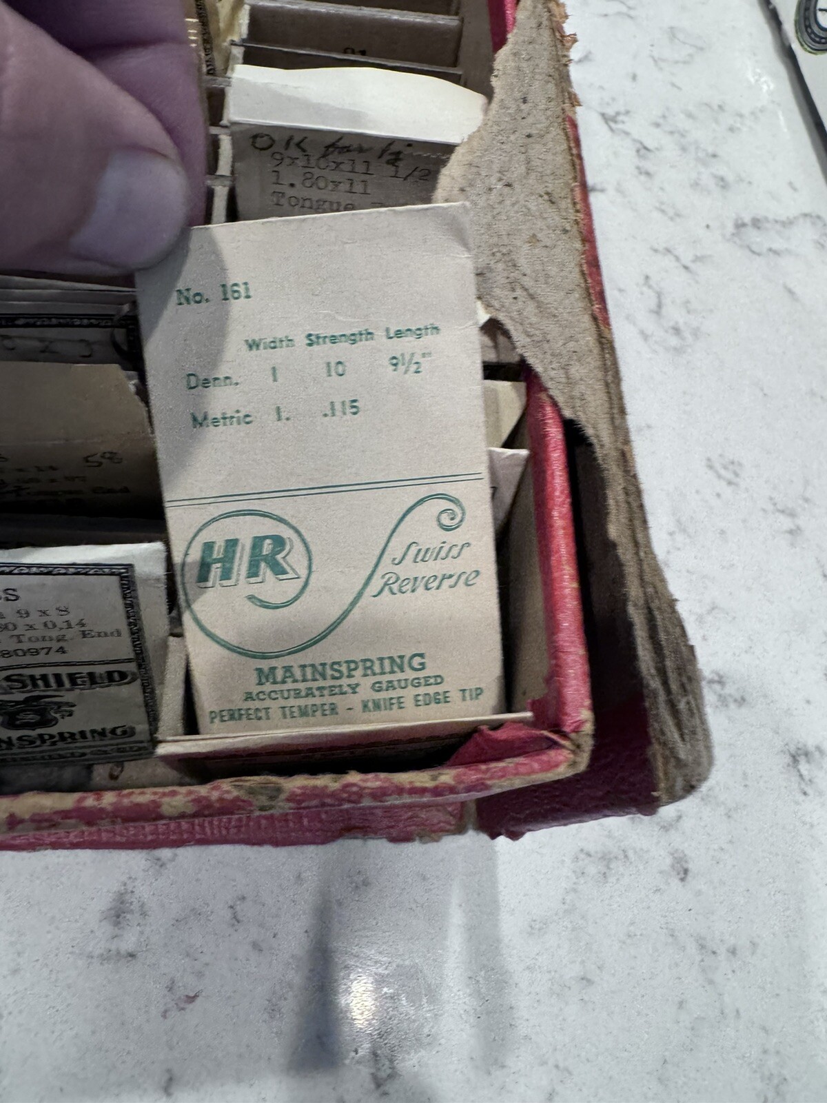VTG Swartchild Co Watchmakers Slotted Assorted Repair Box W/ 140+- NOS Springs