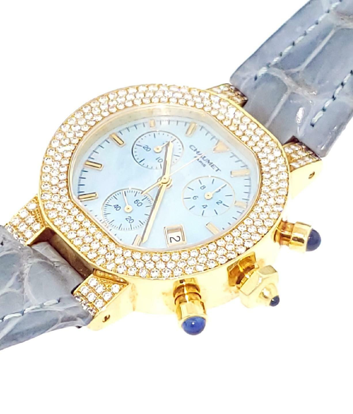 Chaumer Montre 18k Yellow Gold and Diamonds Chronograph Quartz Ladies Watch