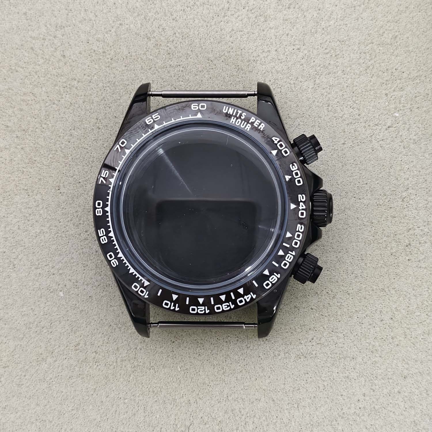 39mm Watch Case for VK63 Quartz VK63A Fine Steel Sapphire Glass PVD Black Cases