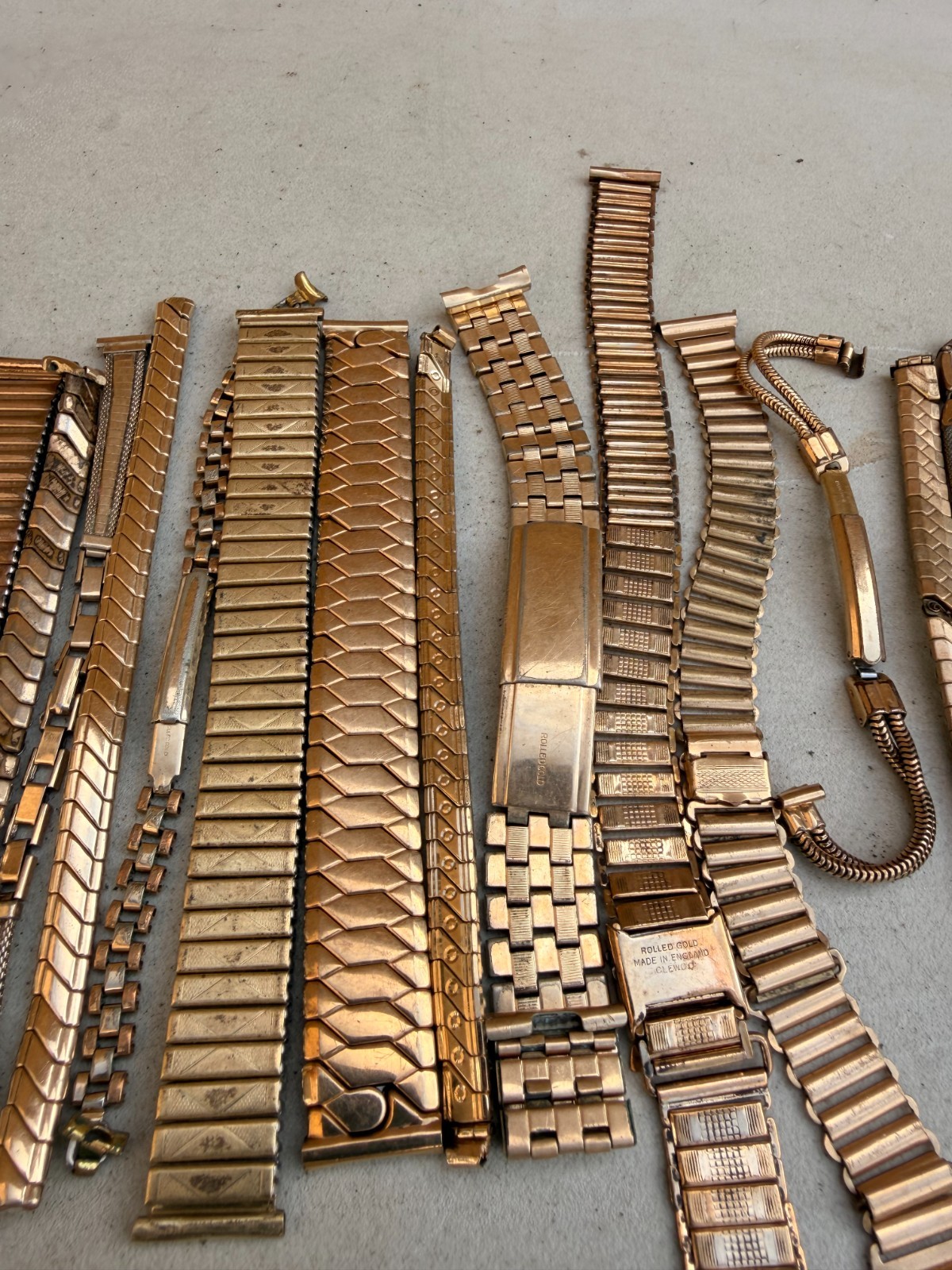 Vintage 9 ct rolled gold filled watch straps job lot scrap gold recovery 3