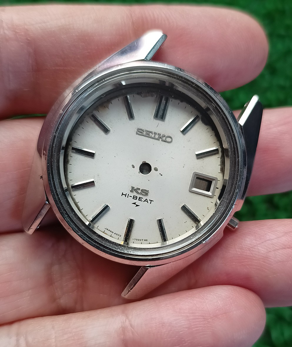 RARE GENUINE USED CASE + DIAL SEIKO KS KING SEIKO 4502-7001 AS-IS FOR PARTS