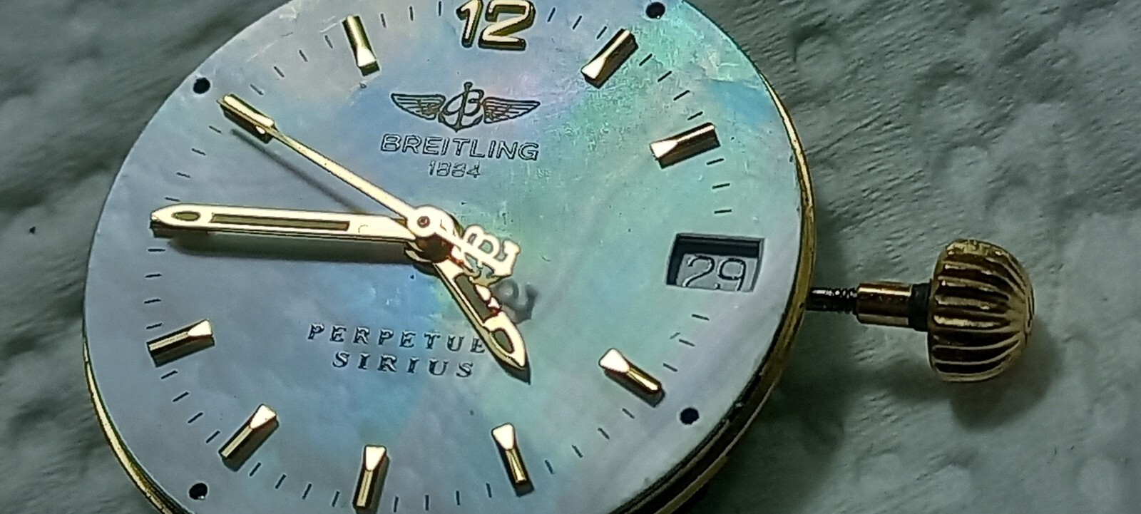 Breitling Eta 252.411 Perpetual Calendar chronometer quartz movement dial hands.