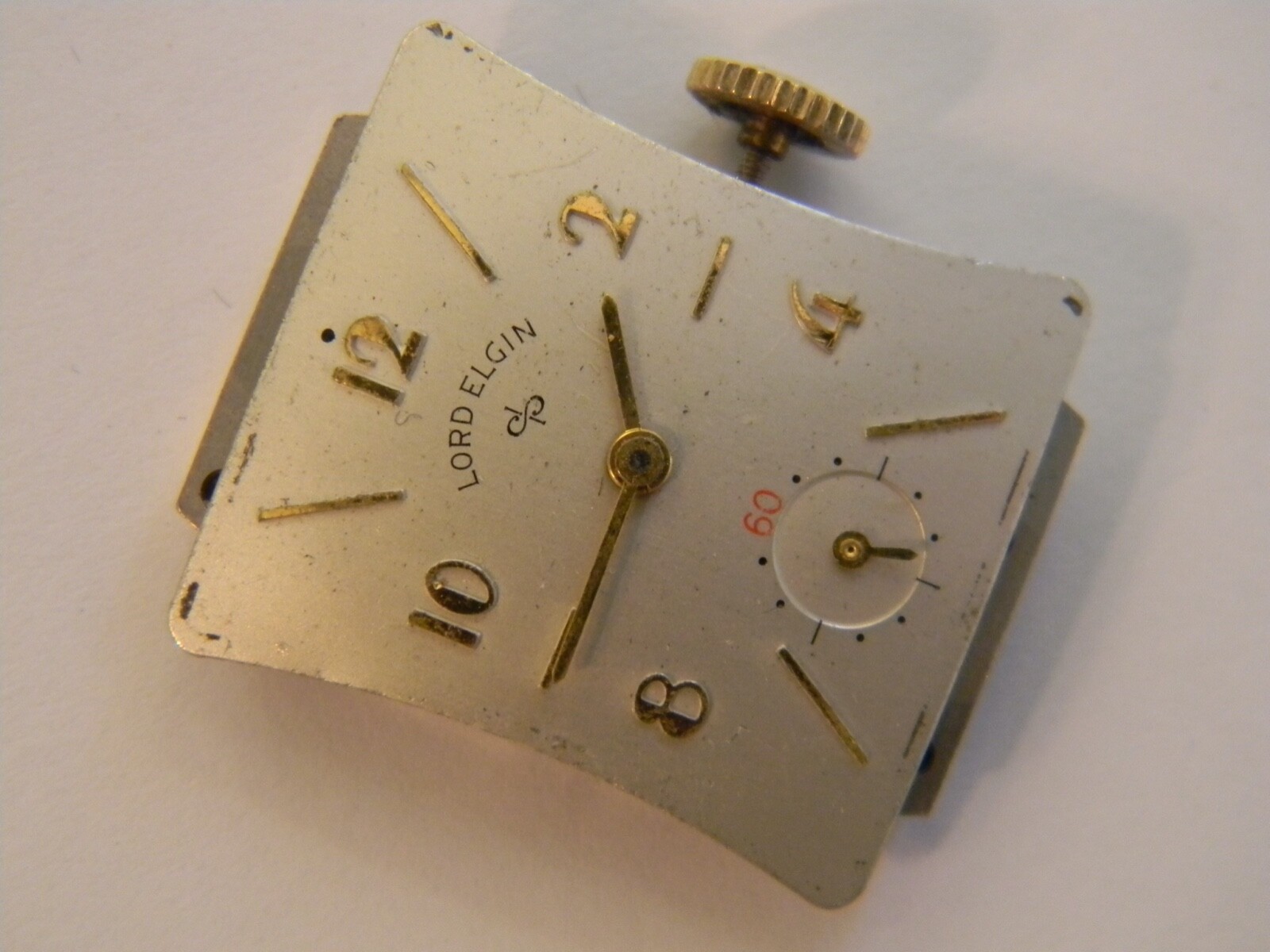 VINTAGE 1951 ELGIN 626 21J 4AP MENS WATCH MOVEMENT – GREAT BOWTIE DIAL – REPAIR