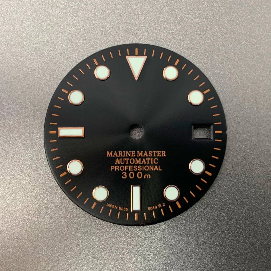 Dial 29.0mm with Logo Marine Master Black/Rose Gold Accents – NH35