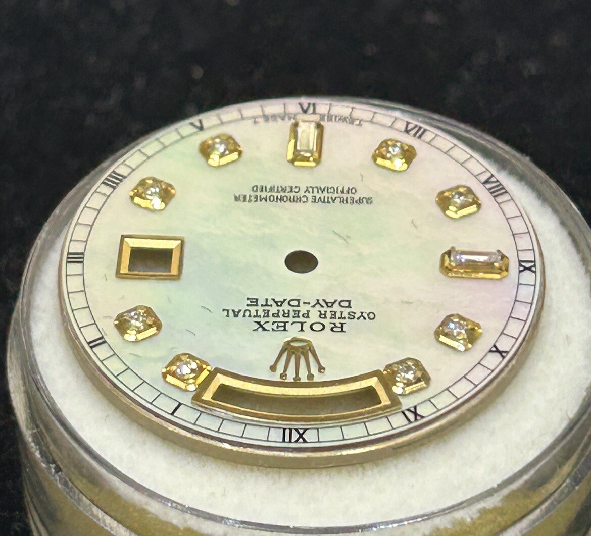 Rolex Mens NonQuick President Custom MOP Baguette Diamond Dial For Model 1803