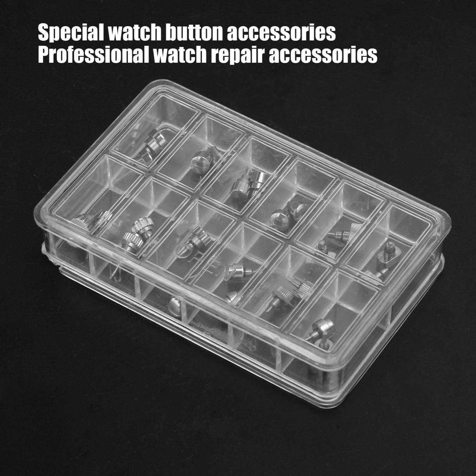 24Pcs Replacement Stainless Steel Watch Push Press Button Assortment Watchmaker