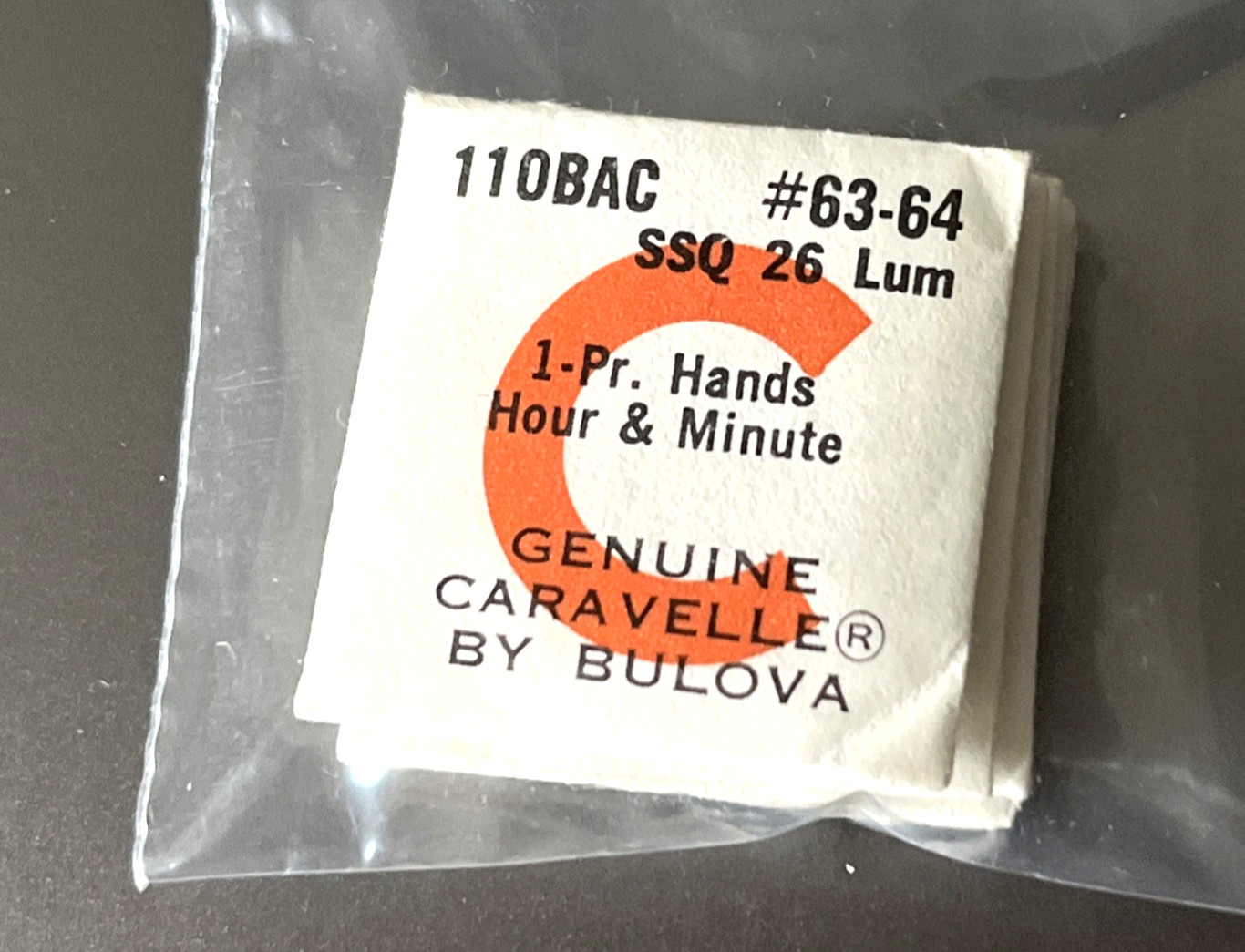 Bulova Caravelle Watch 11OBAC Part #63-64 Pair Of Hands Hour & Minute SSQ 26 LUM