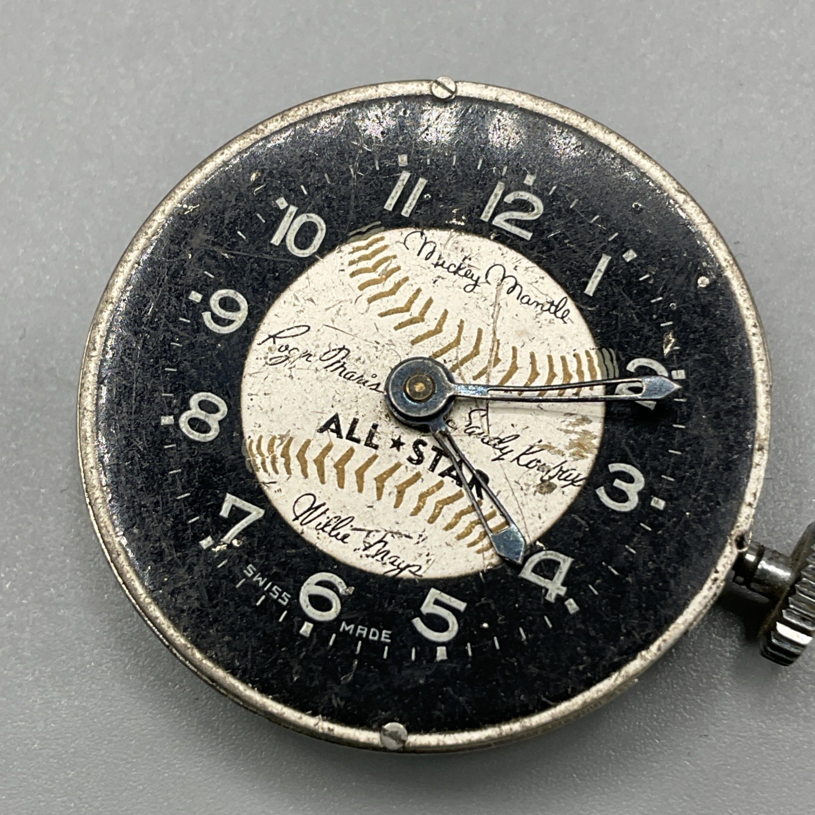 Vintage 1960’s Mantle Maris Mays All Star Baseball Metal Watch Movement