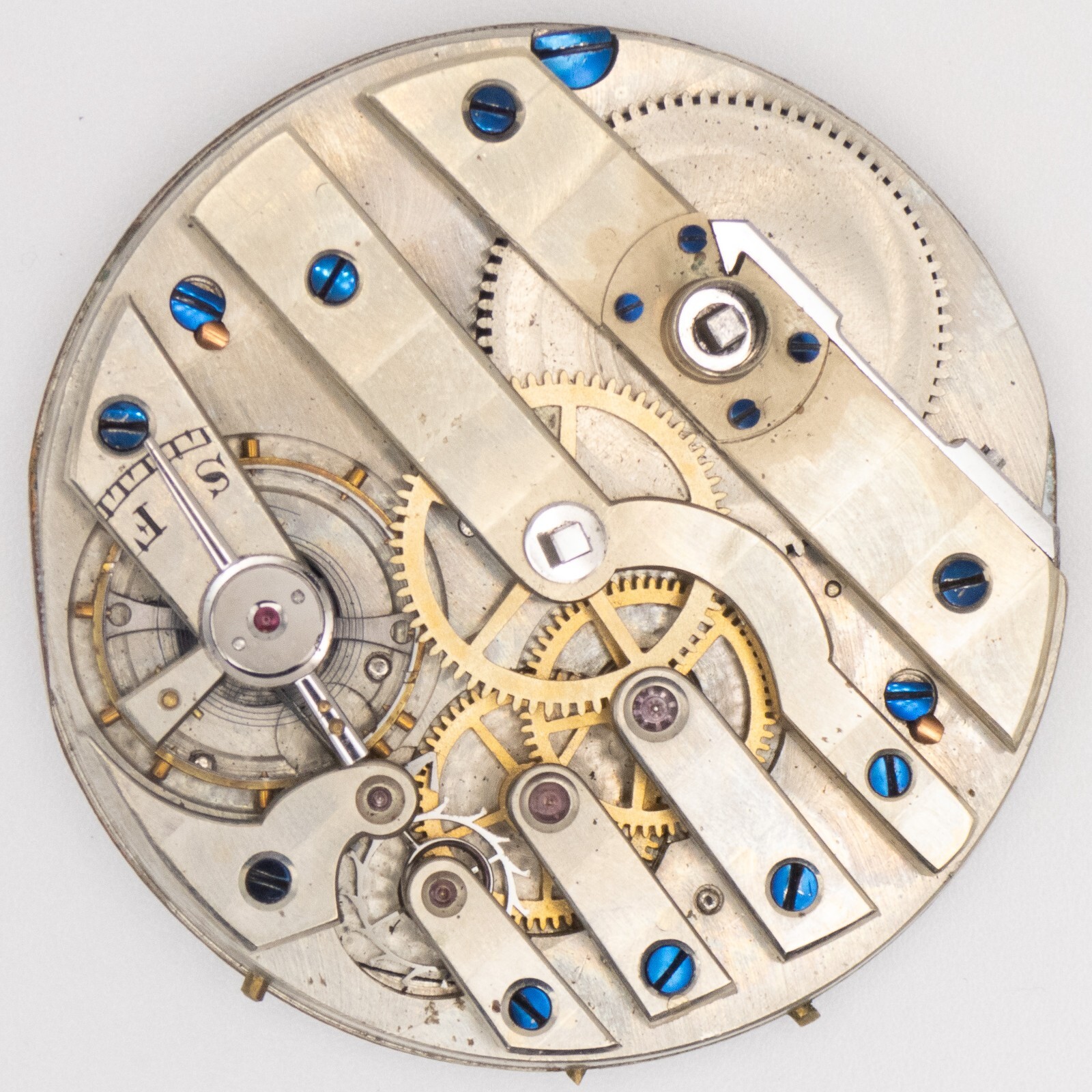 Unsigned 38.4 x 9.4 mm Key Wind / Set Antique Pocket Watch Movement, Runs