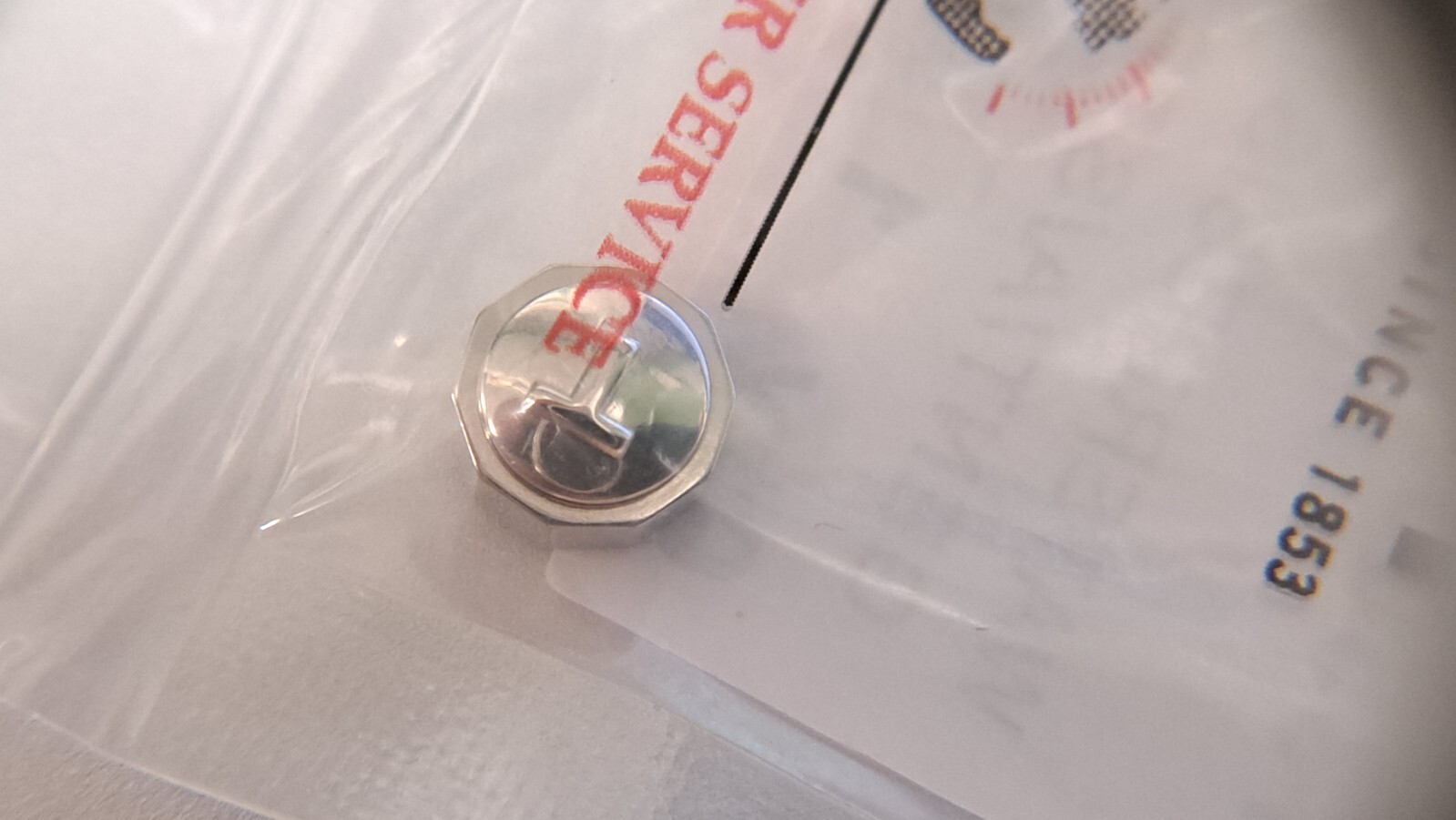 Genuine Tissot CROWN S/S T350020922 WHITE water TUD5 NEW/SEALED approx 6.8mm dia