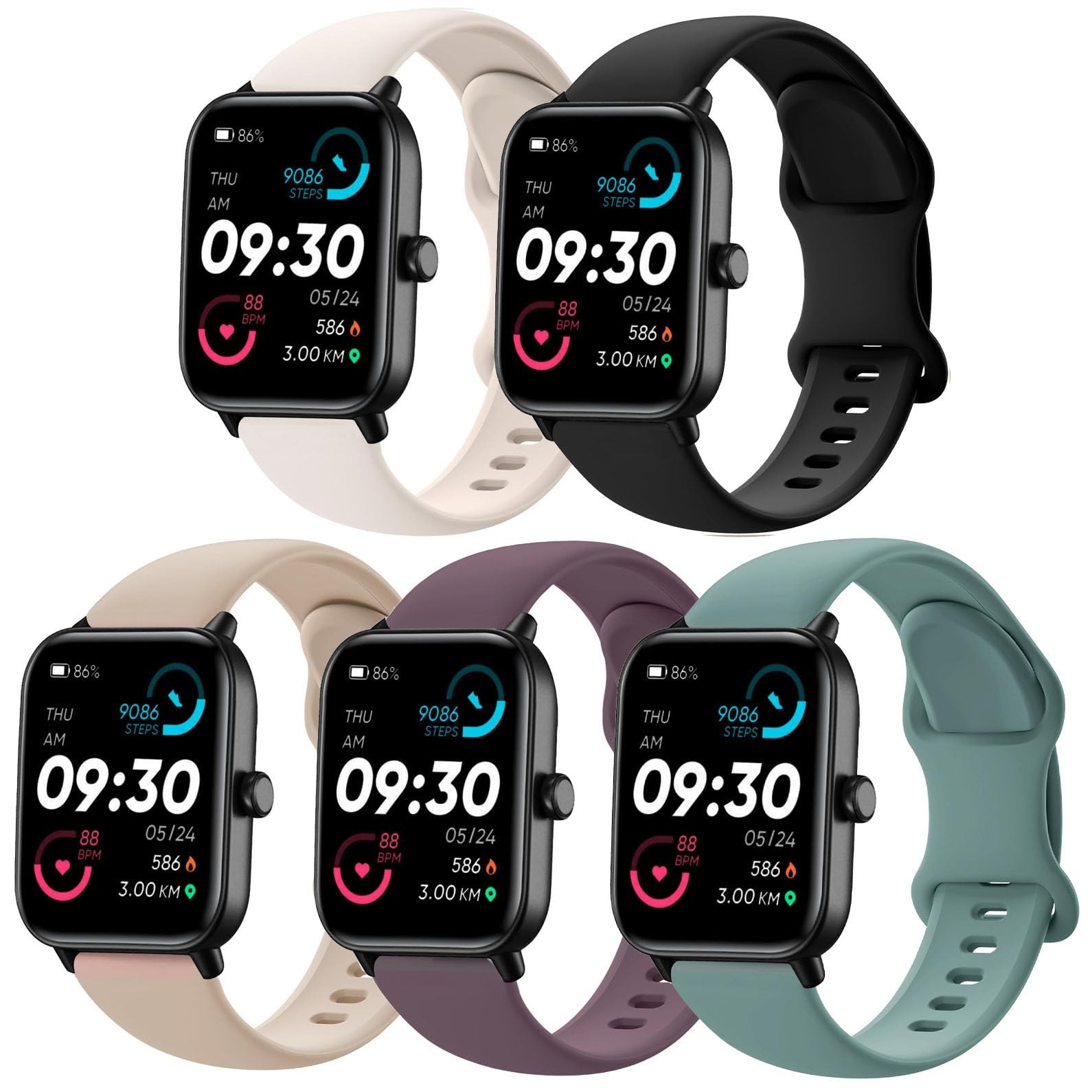 Silicone Watch Bands for Woneligo/Fitpolo Smart Watch IDW13, Soft Sport 22mm …