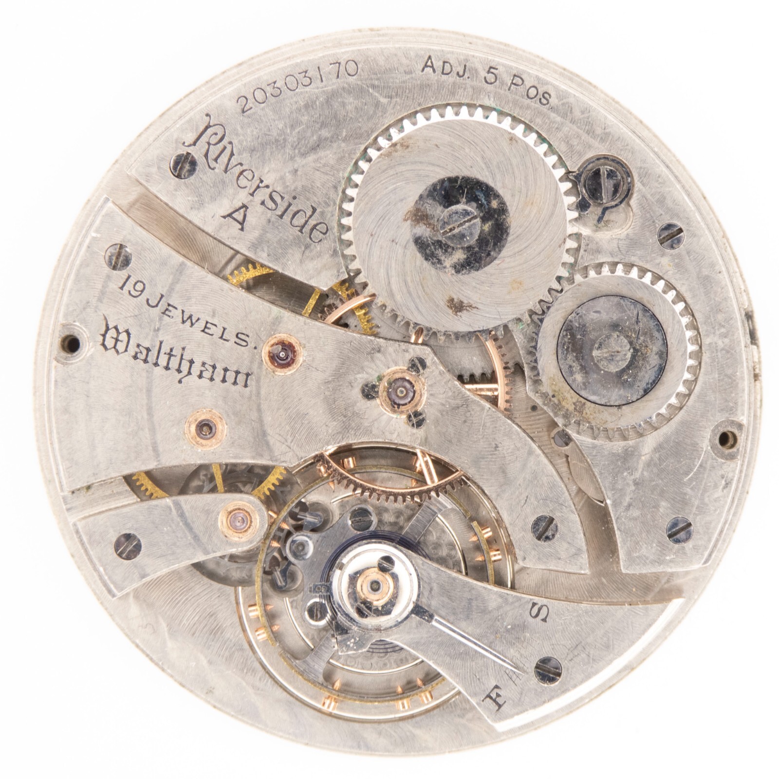 Waltham Riverside A Colonial A 14-Size 19-Jewel Antique Pocket Watch Movement