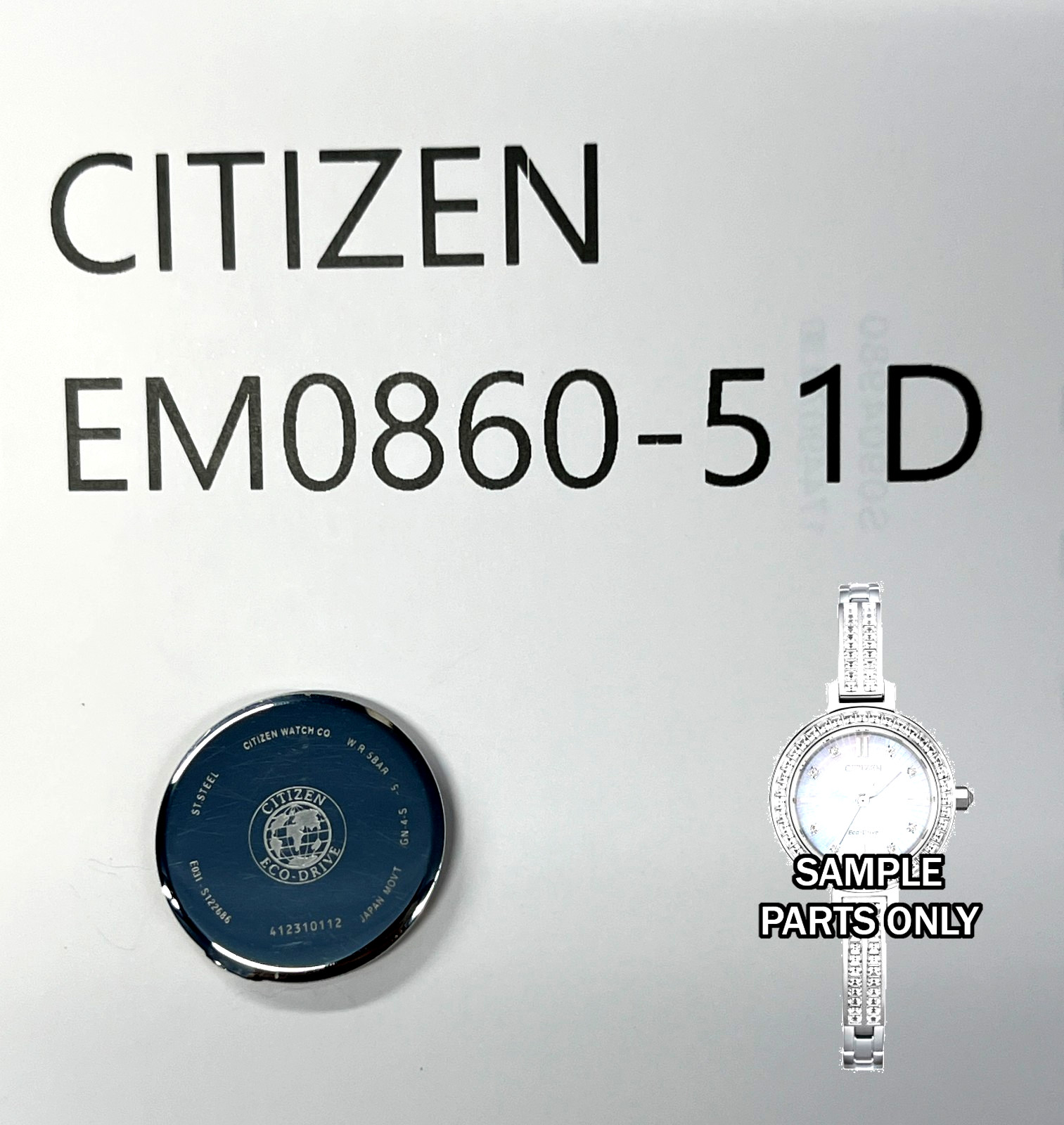 CITIZEN ECO-DRIVE EM0860-51D Case Back w Gasket Rubber Replacement Part