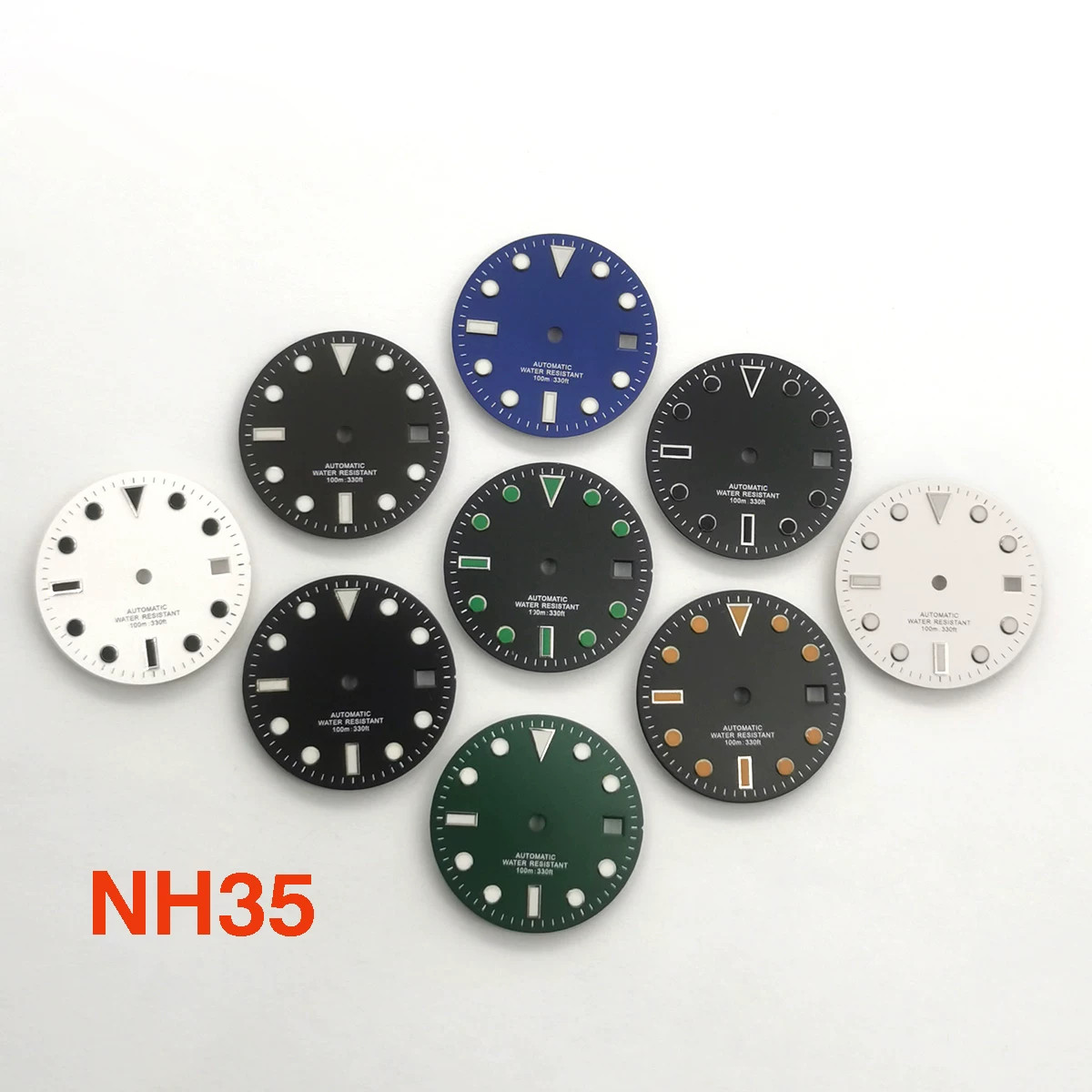 28.5mm NoLogo Watch Dial Ice Blue Lume For Nh35 Nh36 8215 Eta2824 Movement Parts