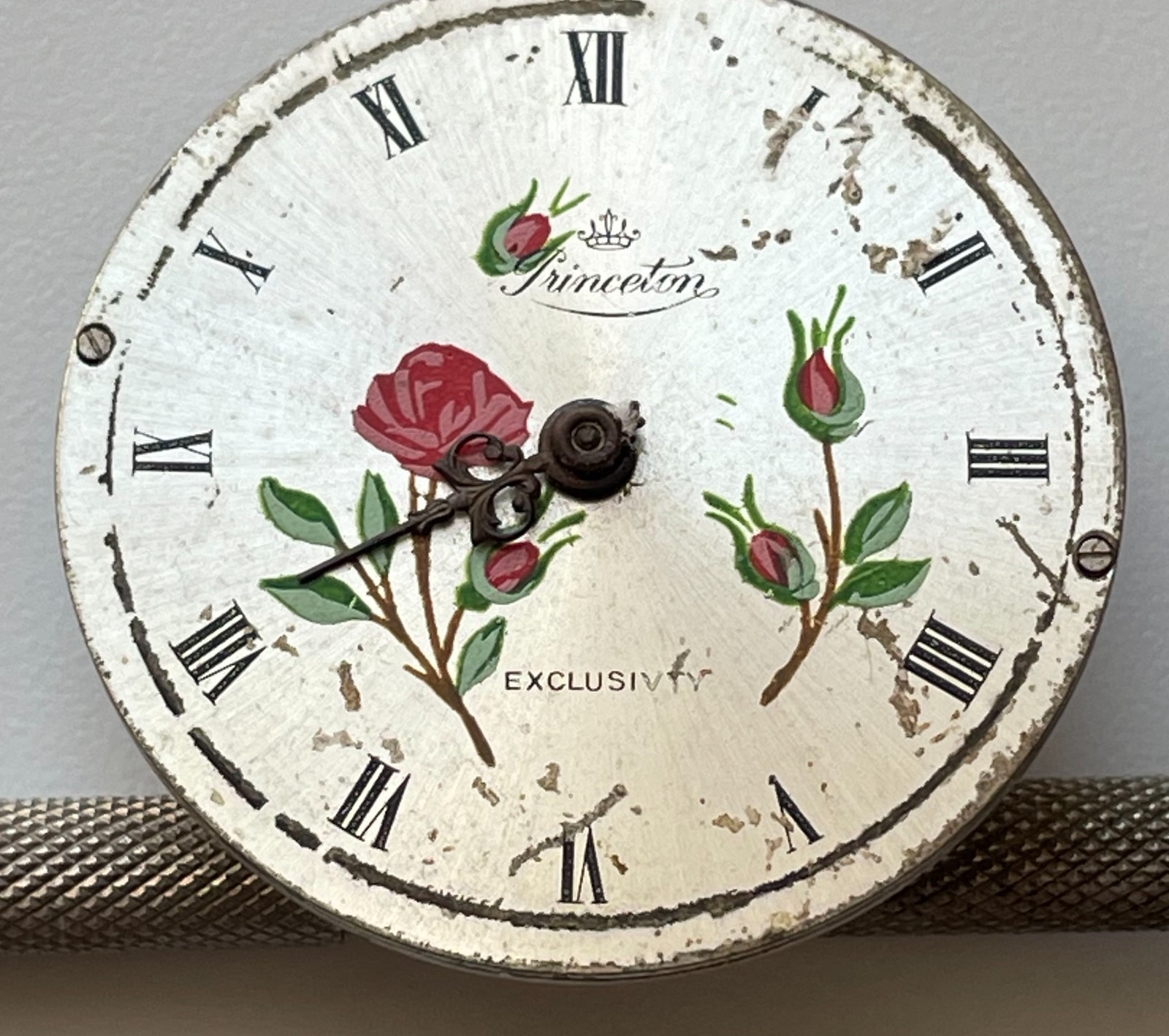 Vintage Princeton Watch Movement Swiss Rose Dial 12h Crown Parts Repair 30.7mm