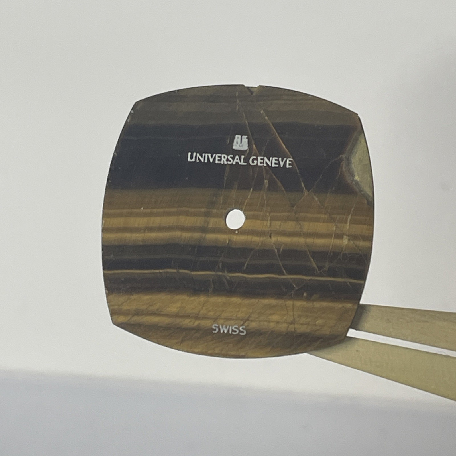 Rare Vintage Universal Geneve Square Tiger Eye Dial Cracked 20.2mm