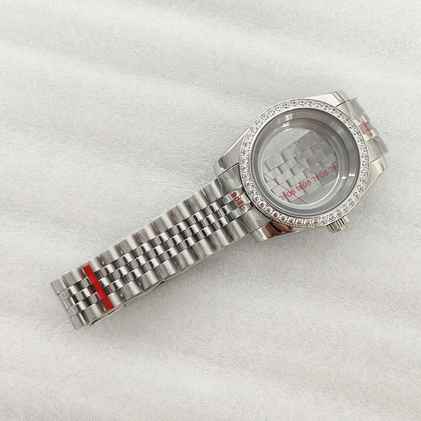 36/39mm Clear Base Stainless Steel Watch Case Strap for NH35/NH36/4R/7S Movement