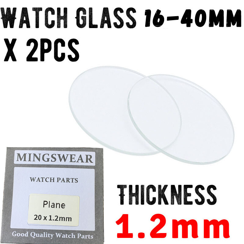 2PCS 1.2mm Flat Round Watch Glass Crystal 16-36mm 37.5mm 38 39 40mm Lens Mirror