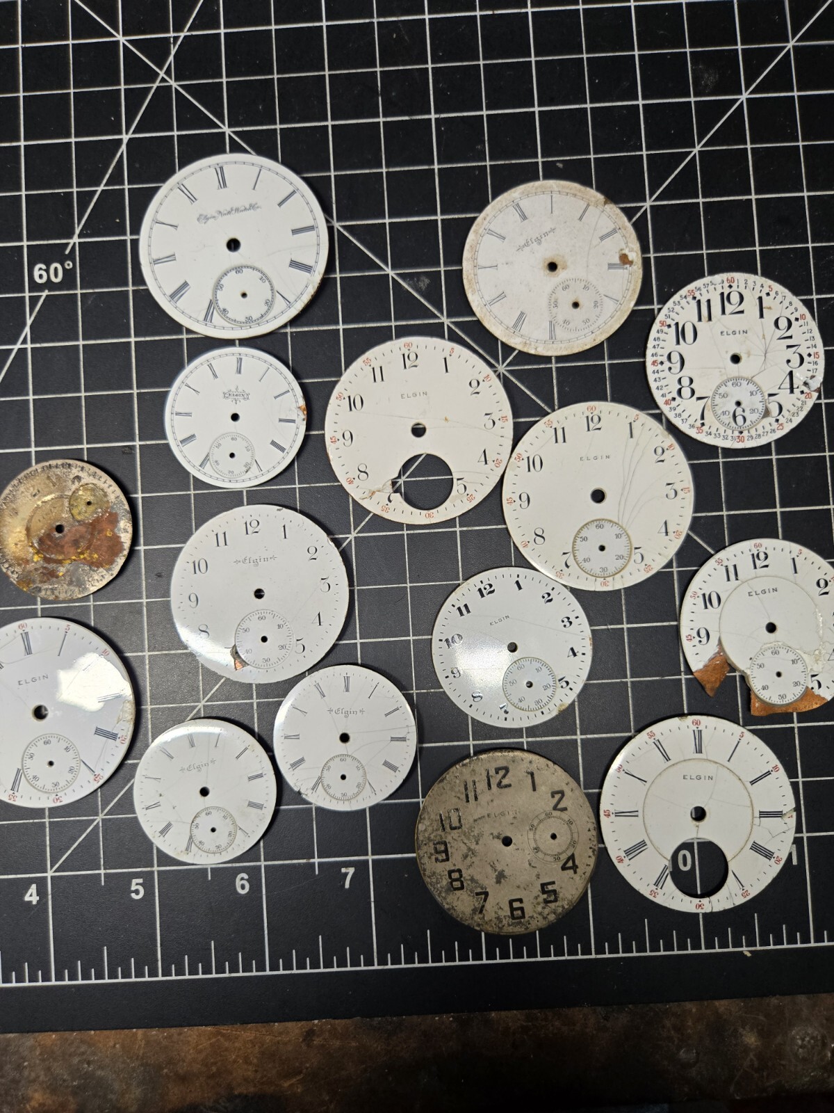 vintage elgin pocket watch dial lot repurpose steampubk craft sub railroad