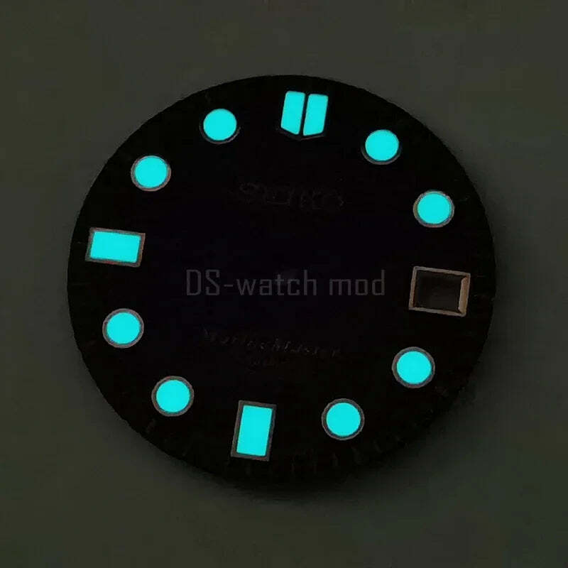 DS Wave Black Dial Refit 28.5mm NH35 BGW9 /C3 Lume SKX Mod NH35 /34 28.5MM Dials