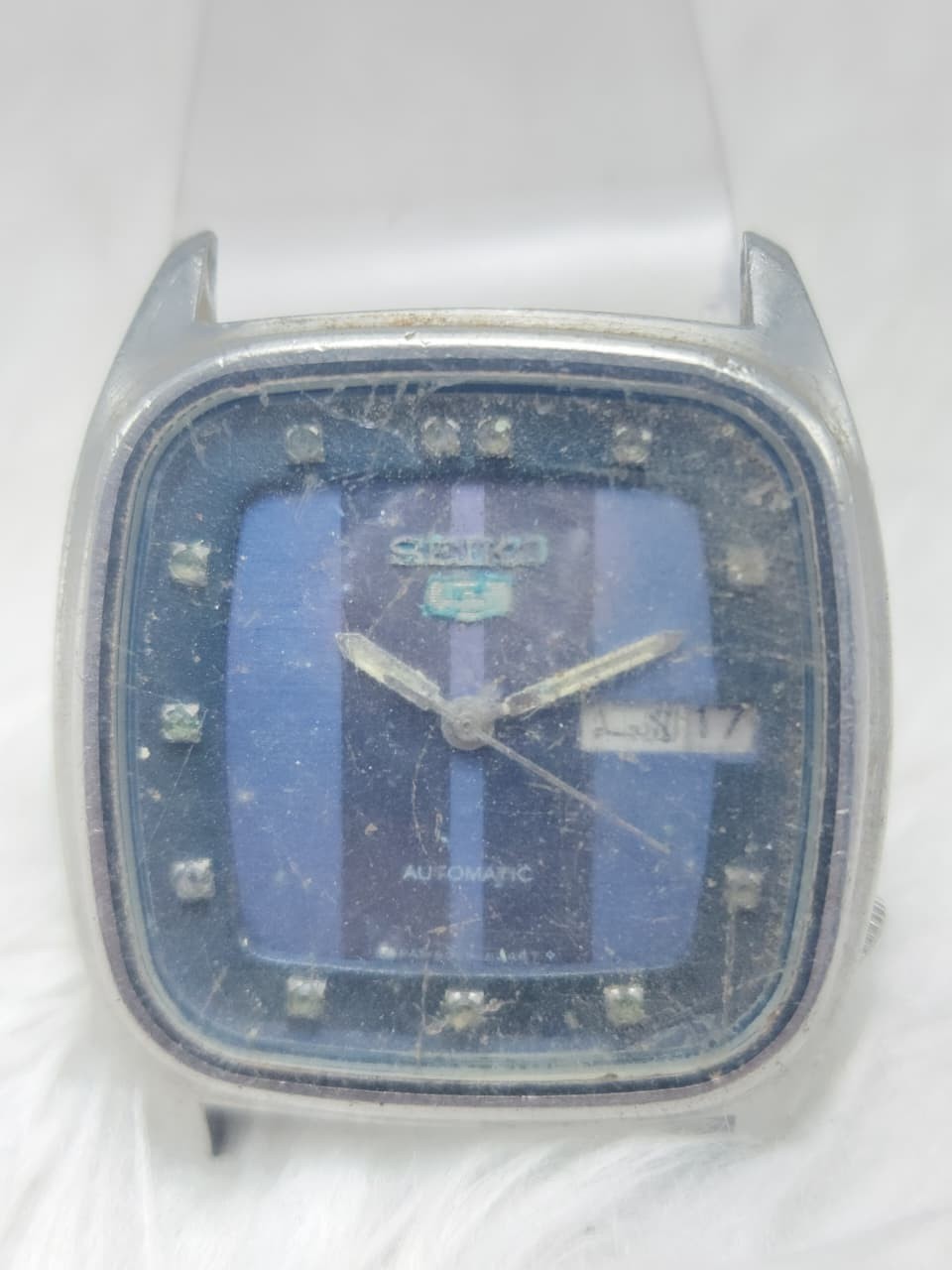 Vintage Seiko 5 Automatic 6309-5280A Blue Dial Day Date Not Working For Repair