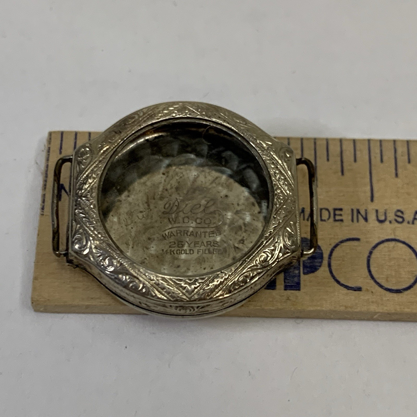Diel W.C.CO. 14K White Gold Filled Watch Case Art Deco Ornate Engraved 1920’s