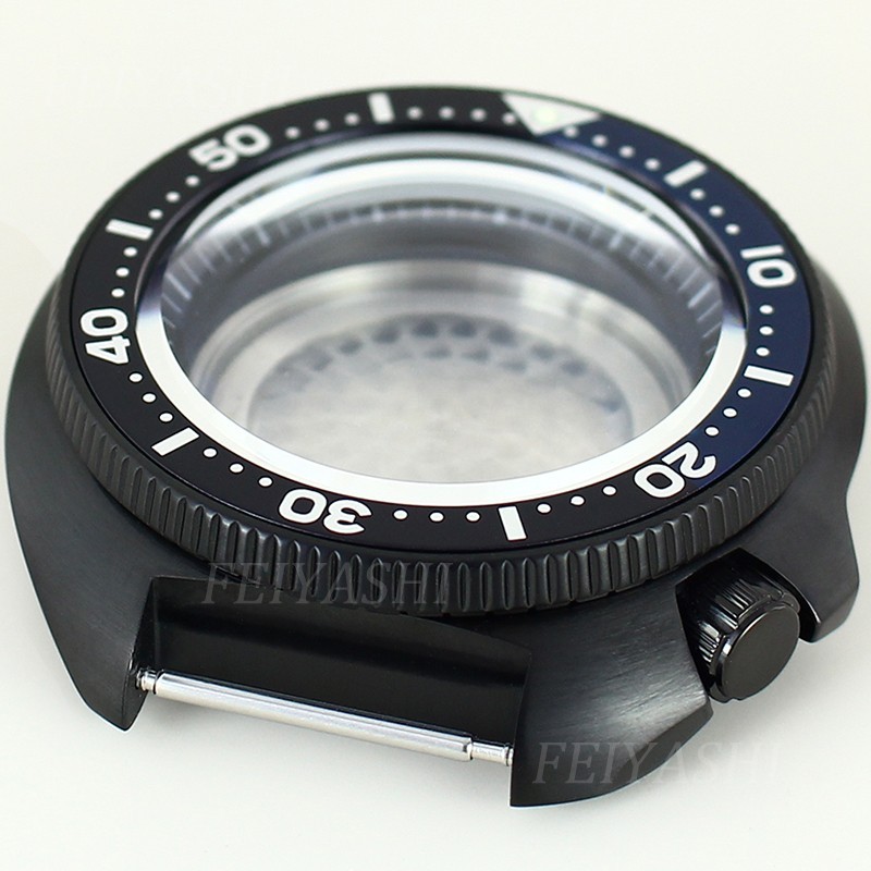 44mm Black Watch Case Modify Seiko turtle Mod AR Sapphire For Seiko NH35 36 NH38