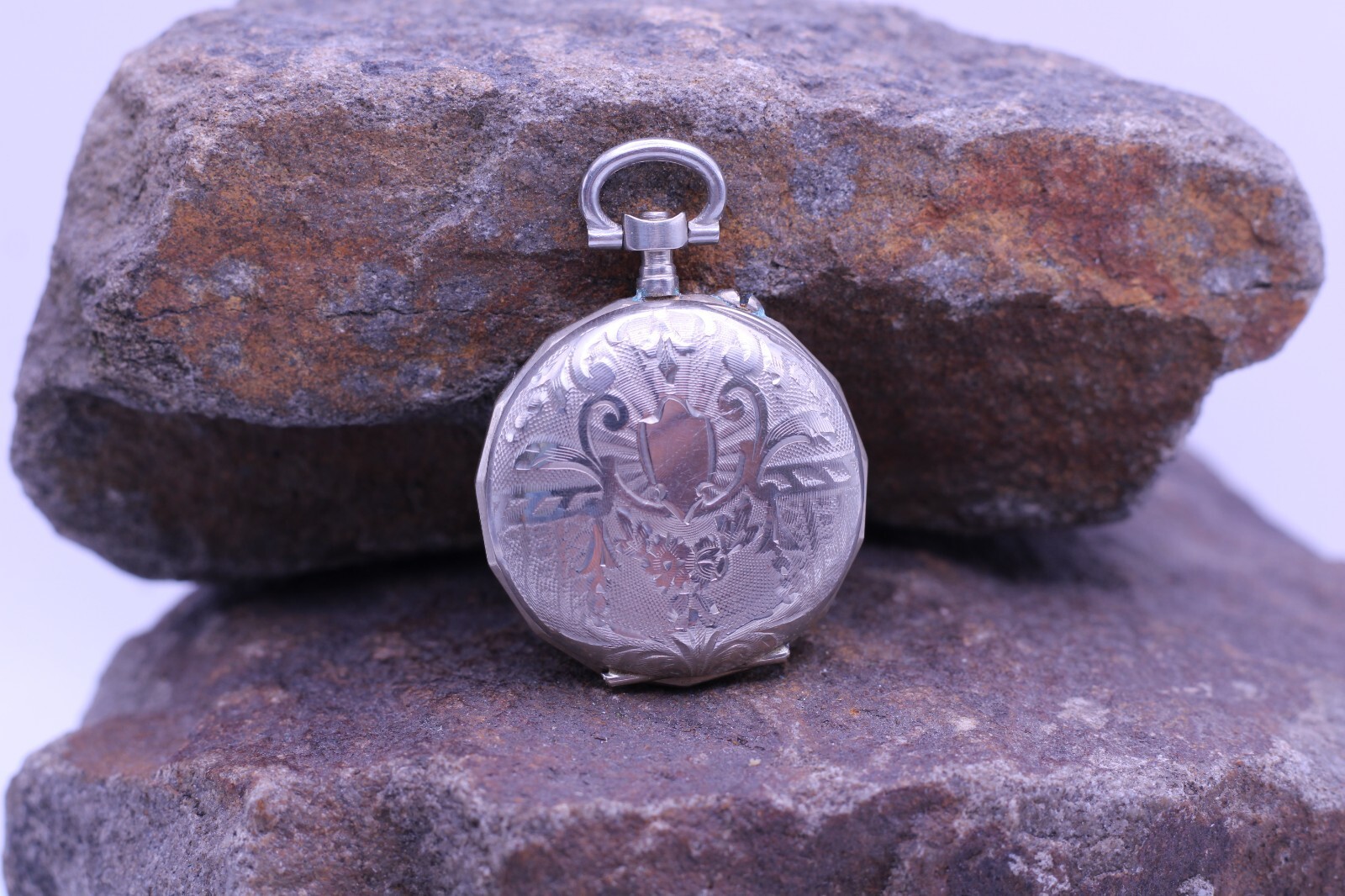 ARGENTAN LADIES SWISS POCKET WATCH FANCY CASE & DIAL 30.5mm DIAMETER NOS (ES)