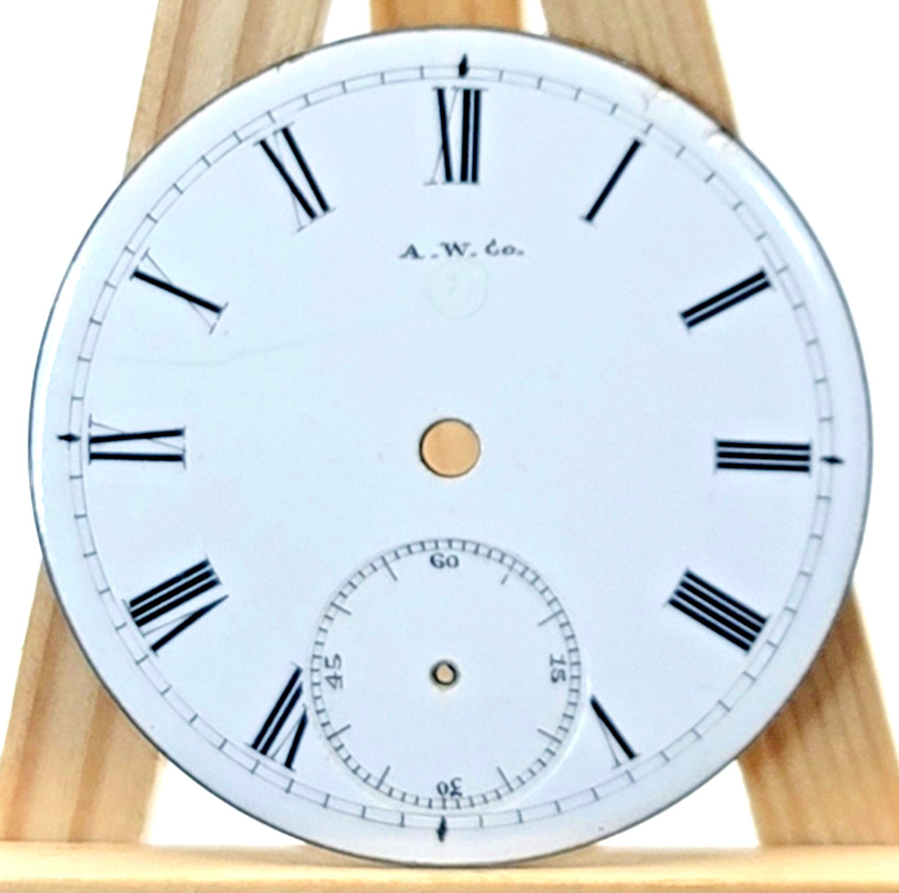 PB8-09: 45mm A.W.Co. American Watch Co. Pocket Watch Dial Enamel Roman Vintage