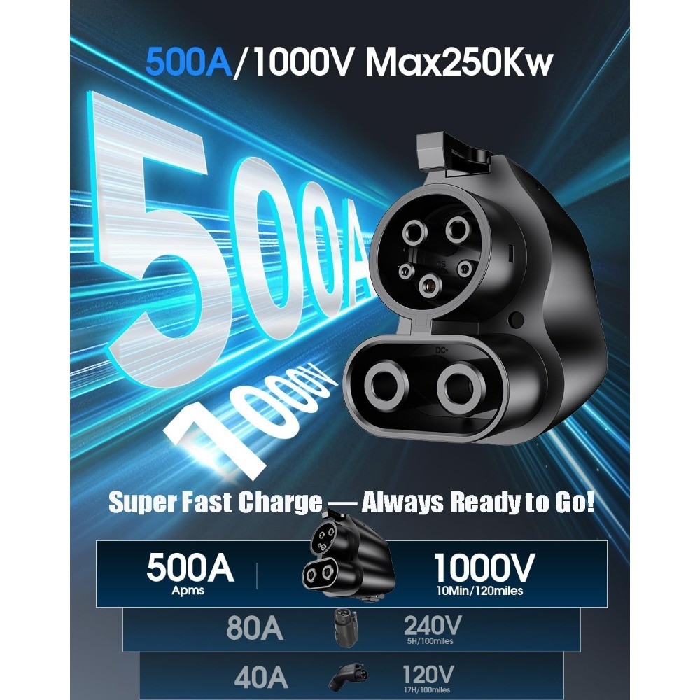 NACS to CCS1 Adapter Super Fast Charger 500A 1000V Compatible with