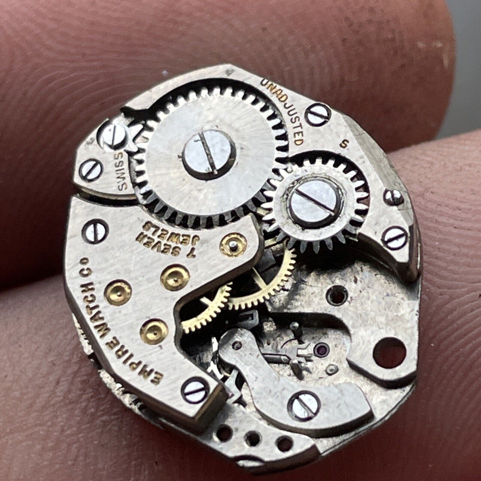 VTG Empire Watch Co. 7 Jewels Swiss Unadjusted Movement PARTS