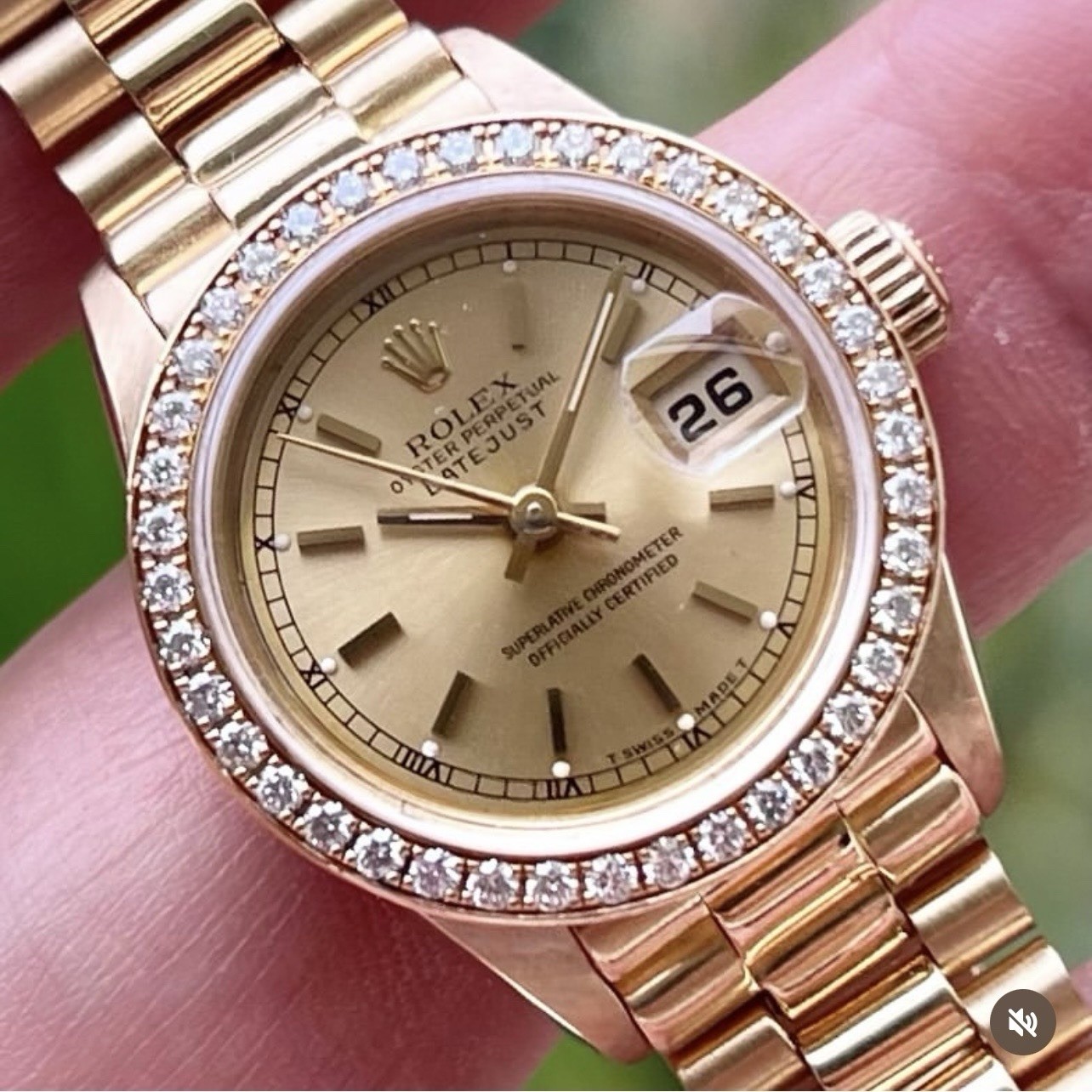 FACTORY Original Rolex 18K YG DIAMOND Bezel 26mm Lady Datejust 69173 69178 79173