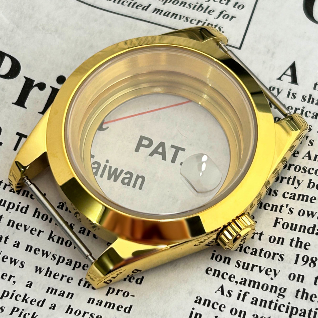 40mm Golden Luxury Watch Case Sapphire Glass Polished For Nh35 Nh36/38Movement