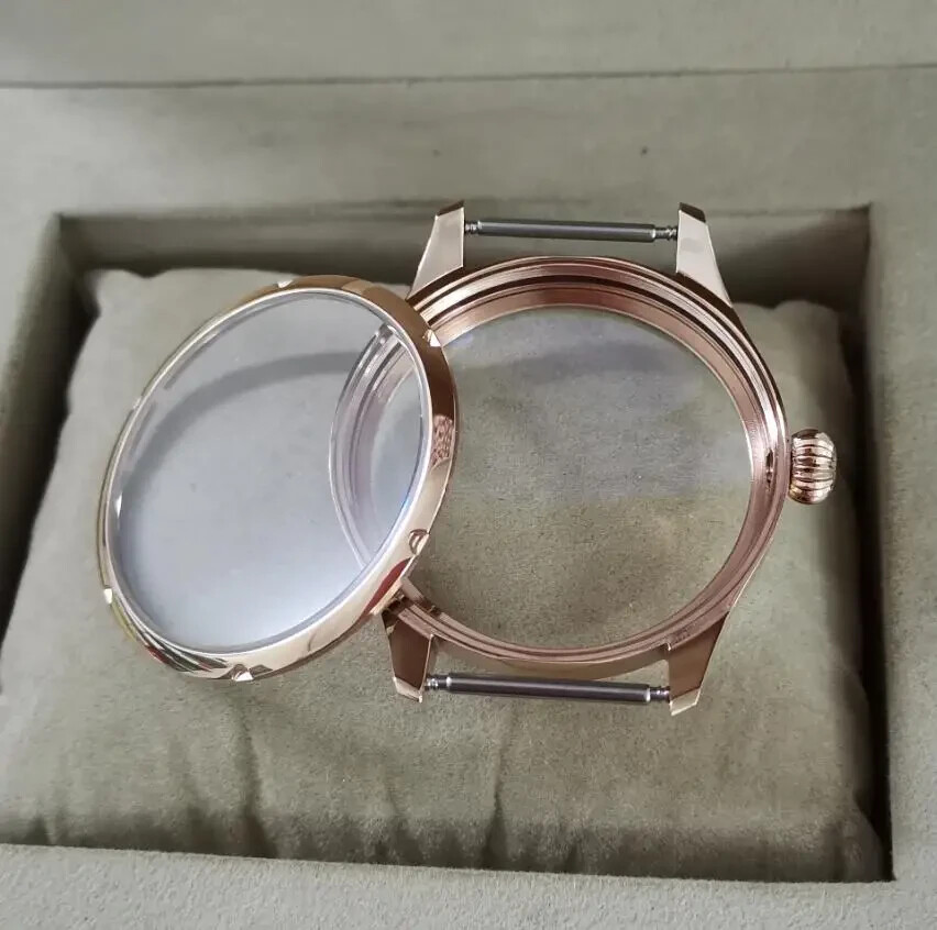 41mm rose gold Pumpkin shape Watch Case For ETA6497/6498/ST3600/3621 Movement