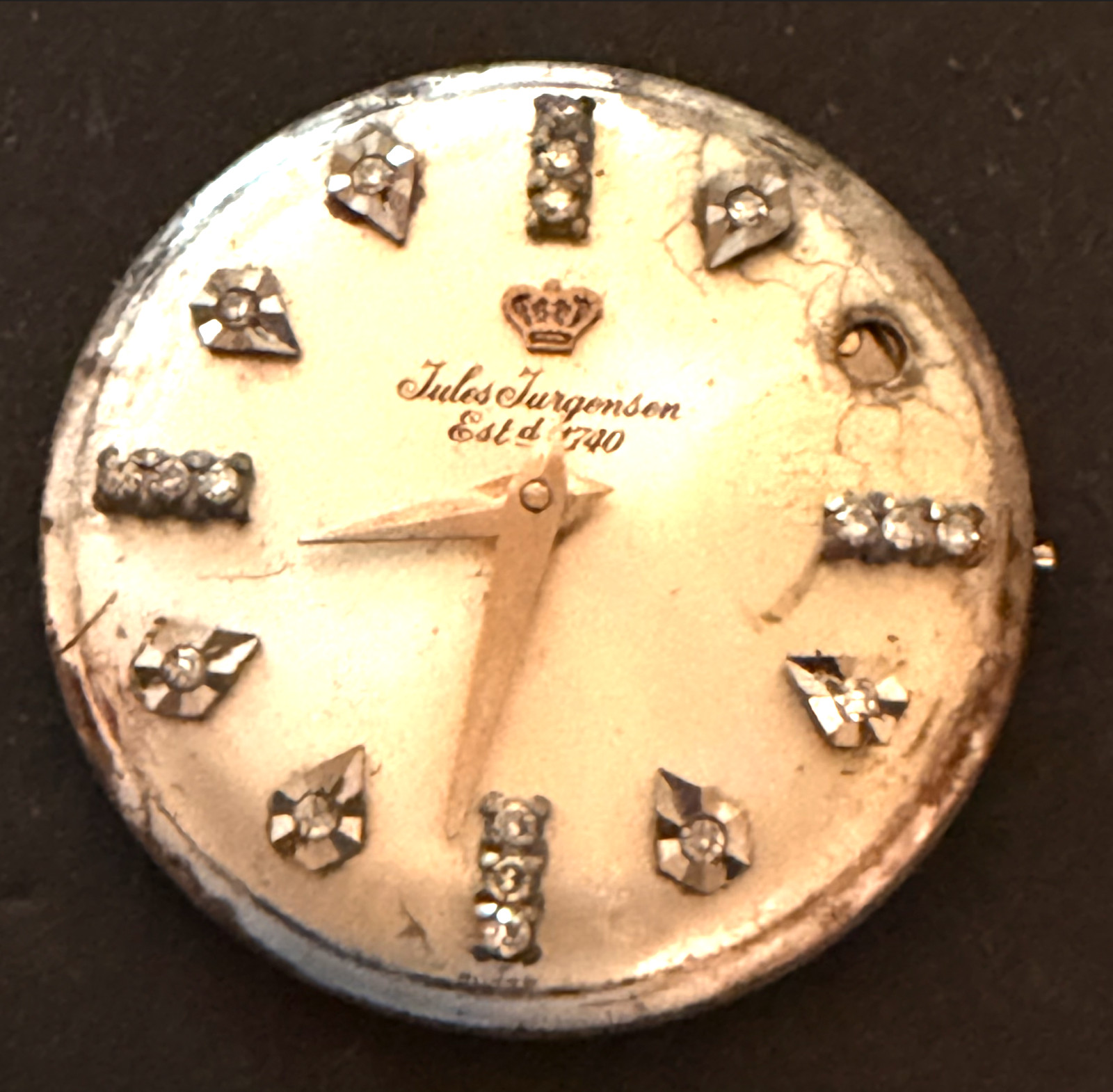 Vintage Jules Jurgensen Men’s Watch Movement Diamond Dial Ticks 17j Swiss