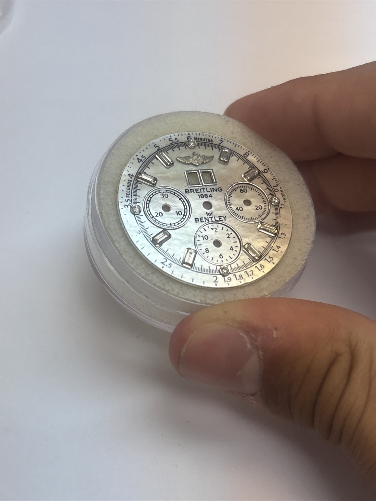 Breitling Bently White Mop Aftermarket Dial with Baguette And Round Natural