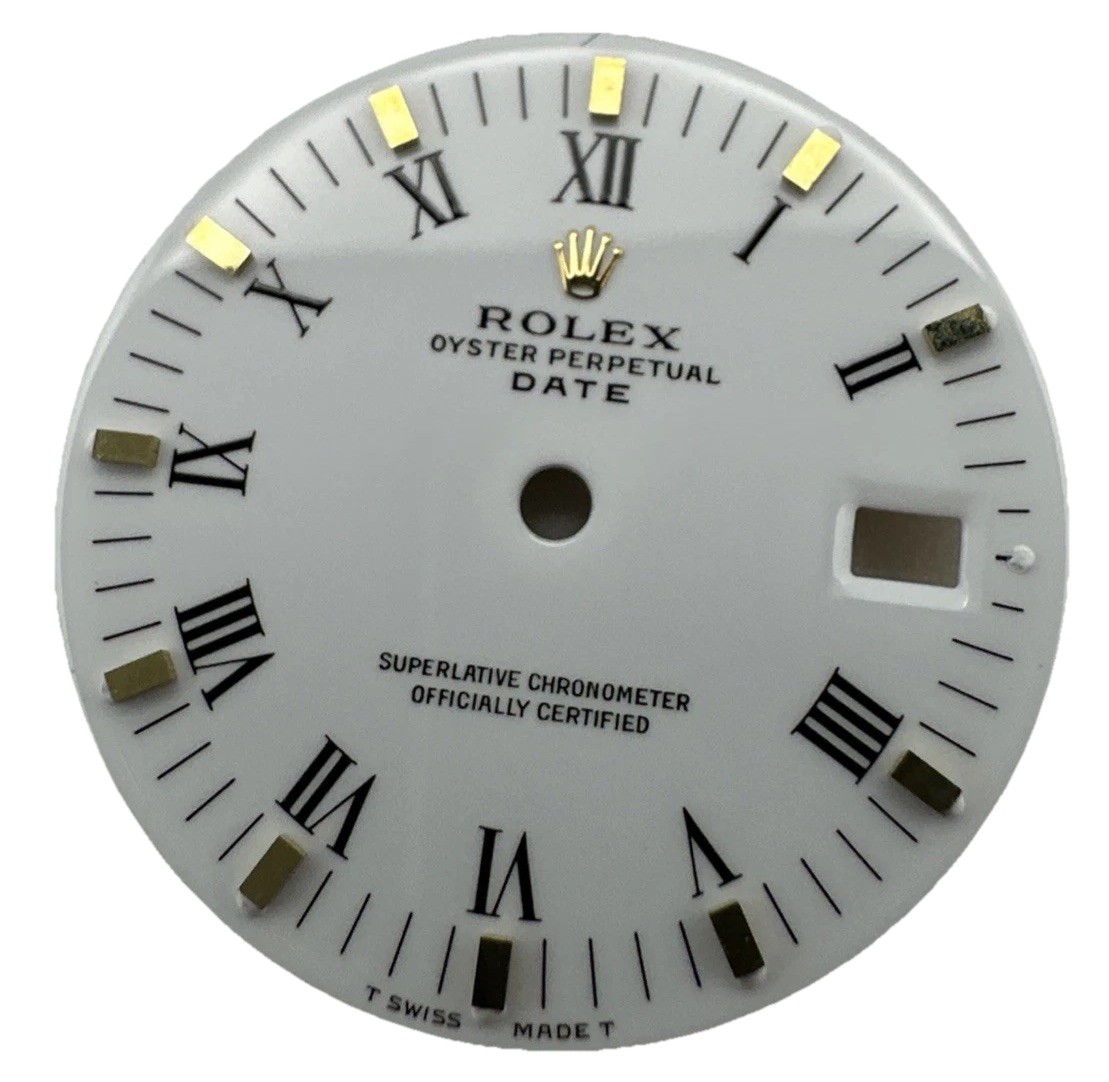 Rolex Dial , 15000, 15203 ,Buckly , Roman Numbers, Gold Markers, White, NOS