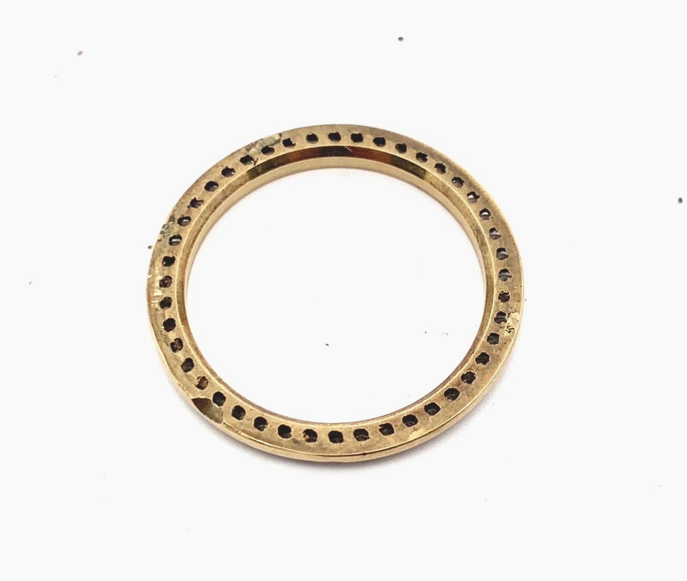 Custom 10k Yellow Gold Aftermarket Diamond Encrusted Channel Set Watch Bezel