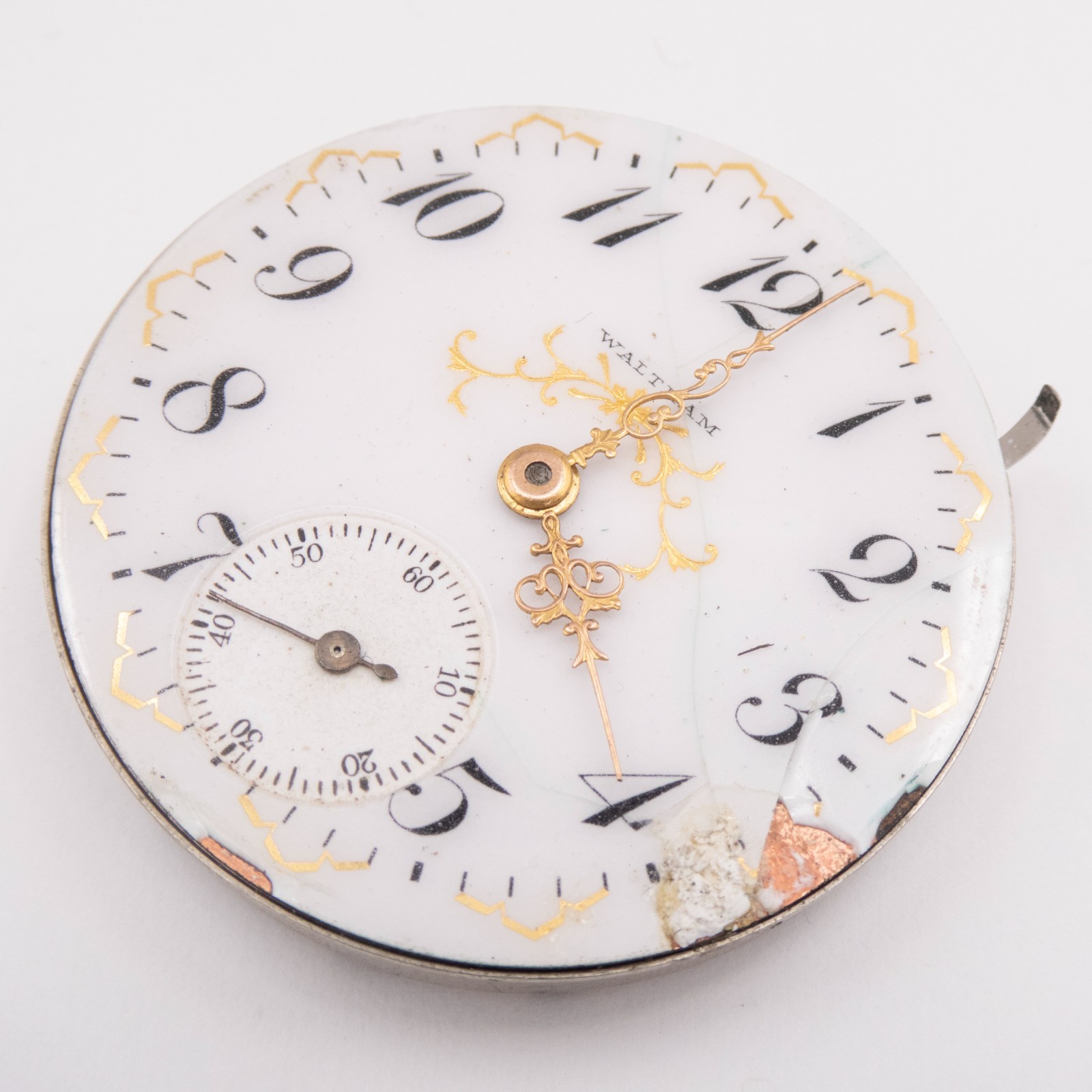 Waltham Vanguard 16-Size 23-Jewel Antique Pocket Watch Movement, Keeps Time