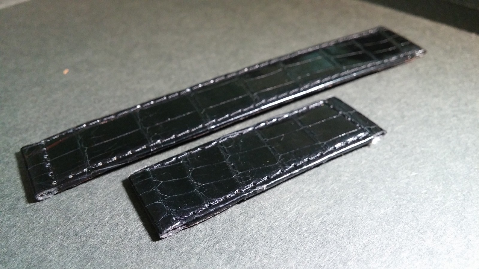 Original Must de Cartier Band 16x16mm SHINY BLACK Crocodile short