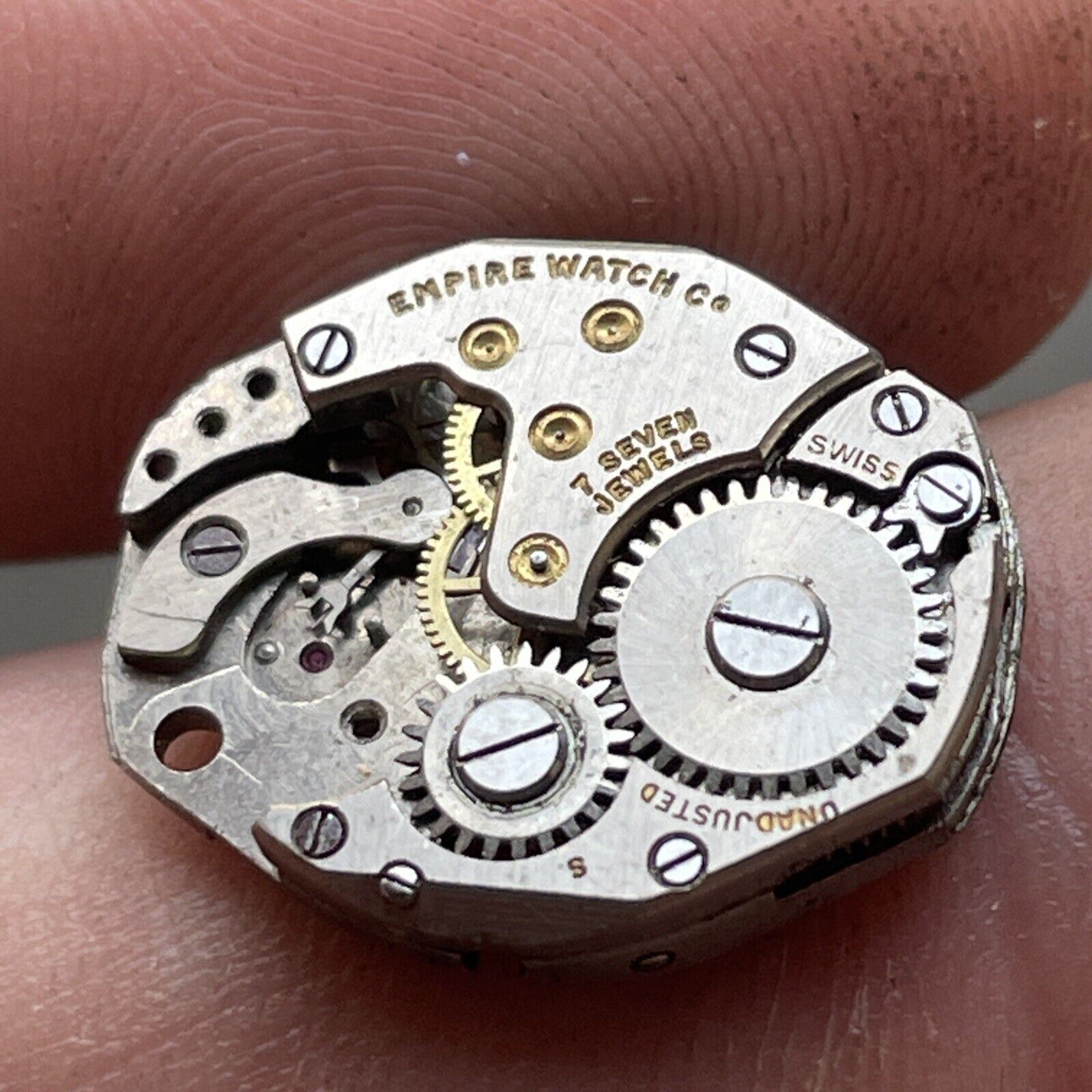 VTG Empire Watch Co. 7 Jewels Swiss Unadjusted Movement PARTS