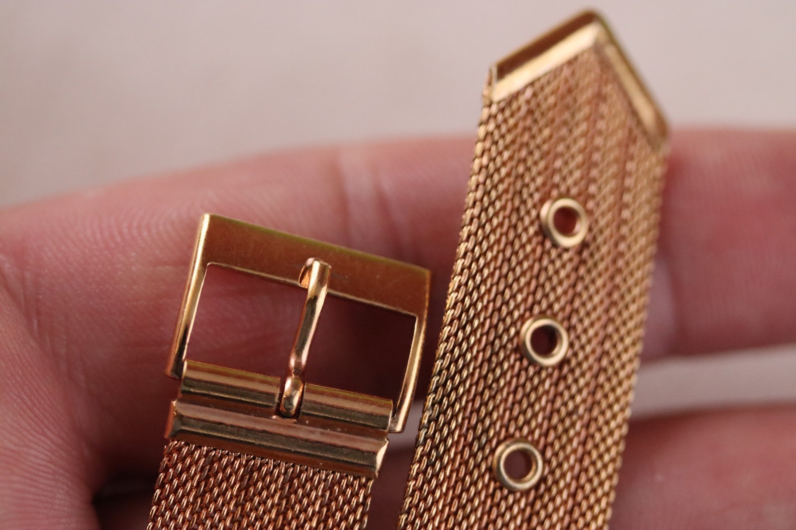Vintage 18mm Rose gold plated 2 part watch strap – NOS