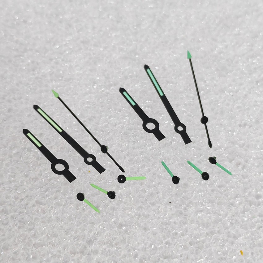 Black Bezel Watch Hands 6 Green Luminous Hands for Quartz VK63 Movement